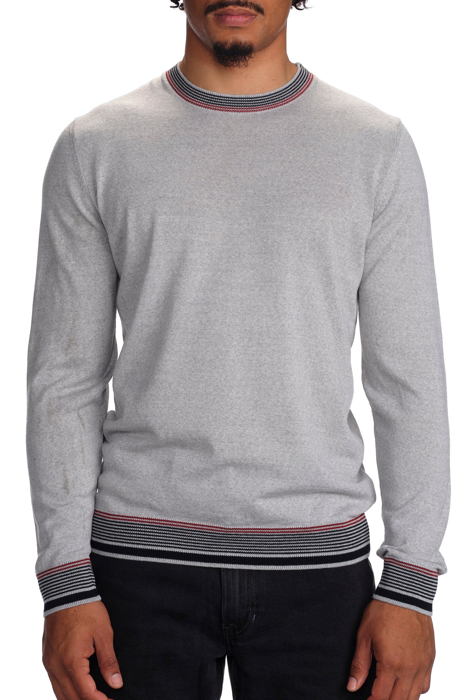 Garnet Men's Grey Wool Crew Neck Long Sleeve Sweater 2222017