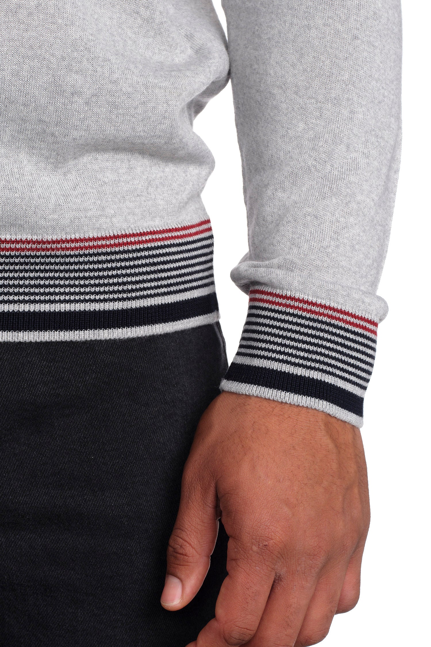 Garnet Men's Grey Wool Crew Neck Long Sleeve Sweater 2222017