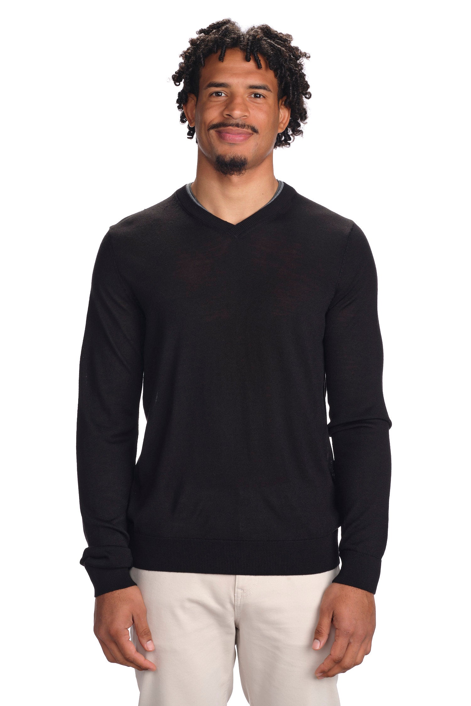 Garnet Men's V-Neck Long Sleeve Knit Wool Sweater 2422002