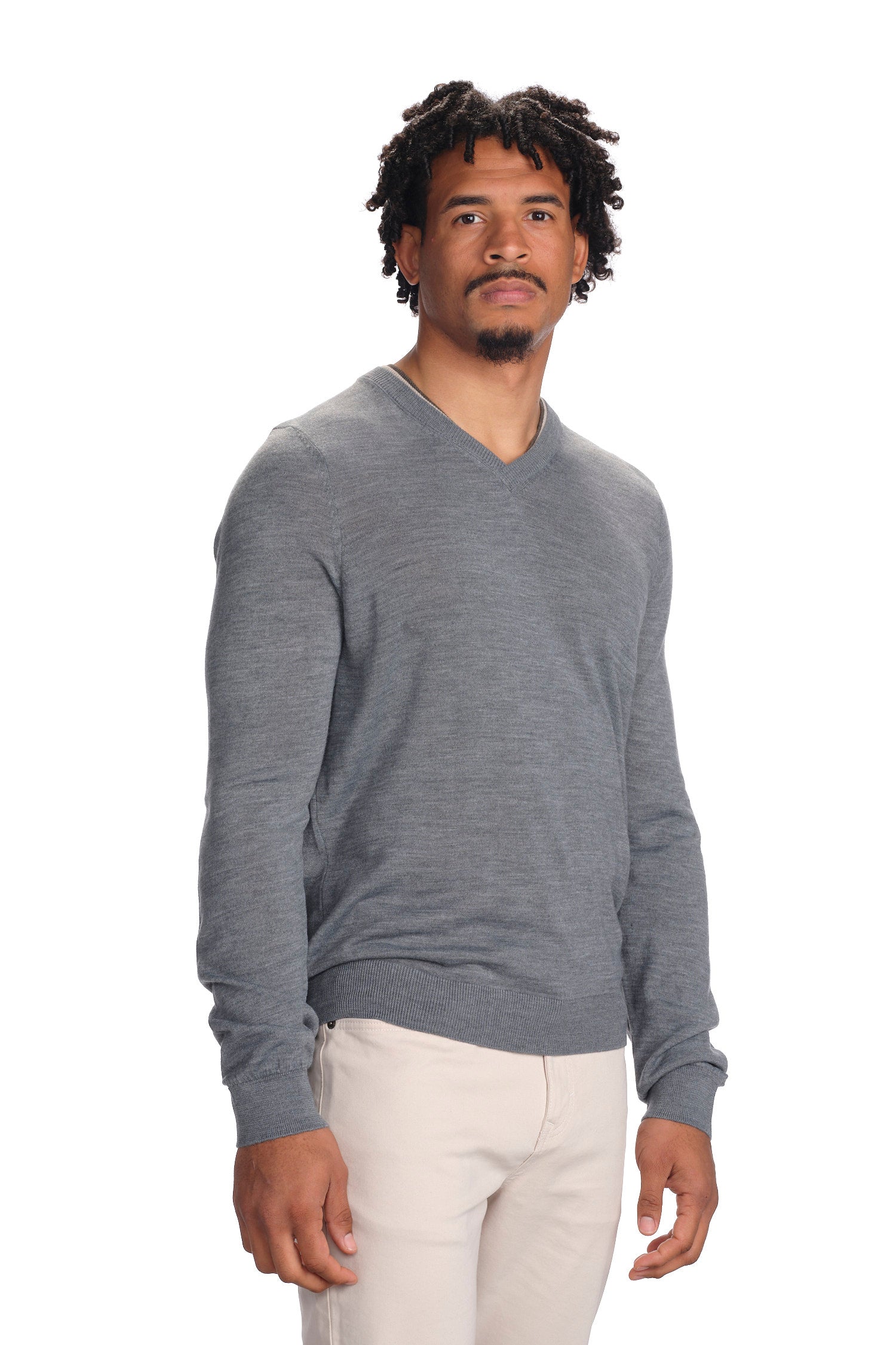 Garnet Men's V-Neck Long Sleeve Knit Wool Sweater 2422002