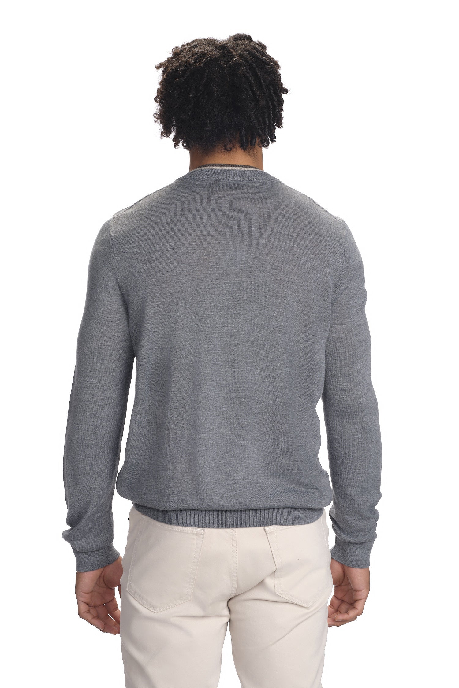 Garnet Men's V-Neck Long Sleeve Knit Wool Sweater 2422002