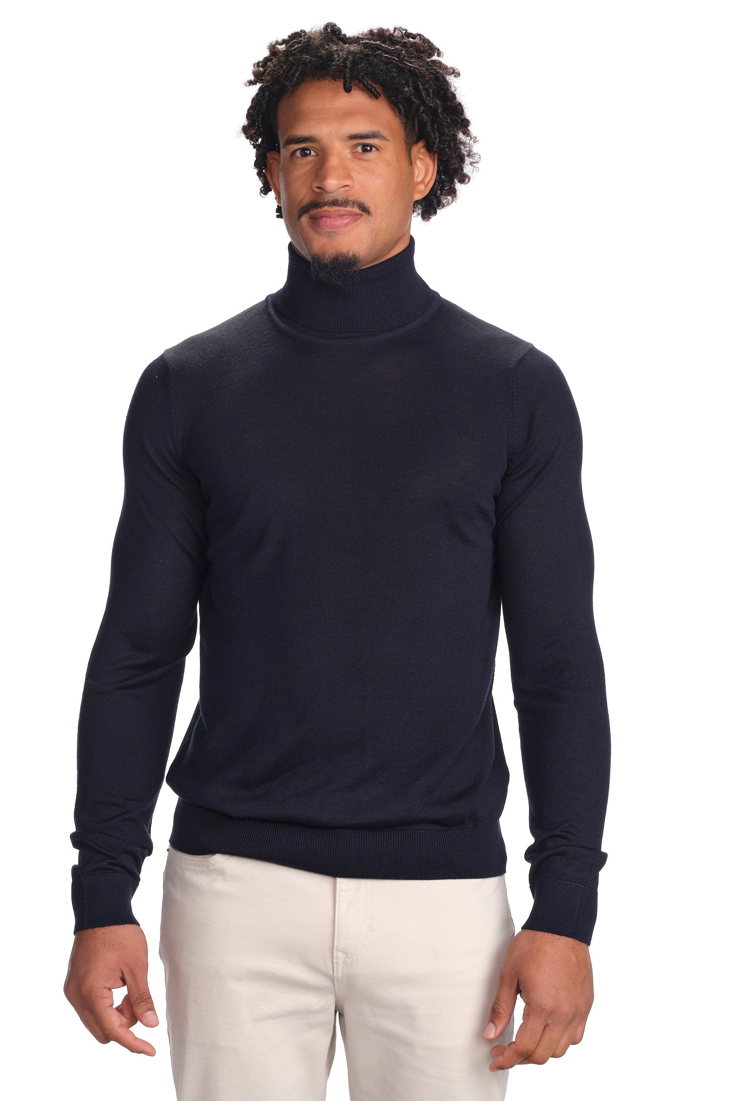 Garnet Men's Merino Wool Solid Turtle Neck Long Sleeve Sweater BTK 7003