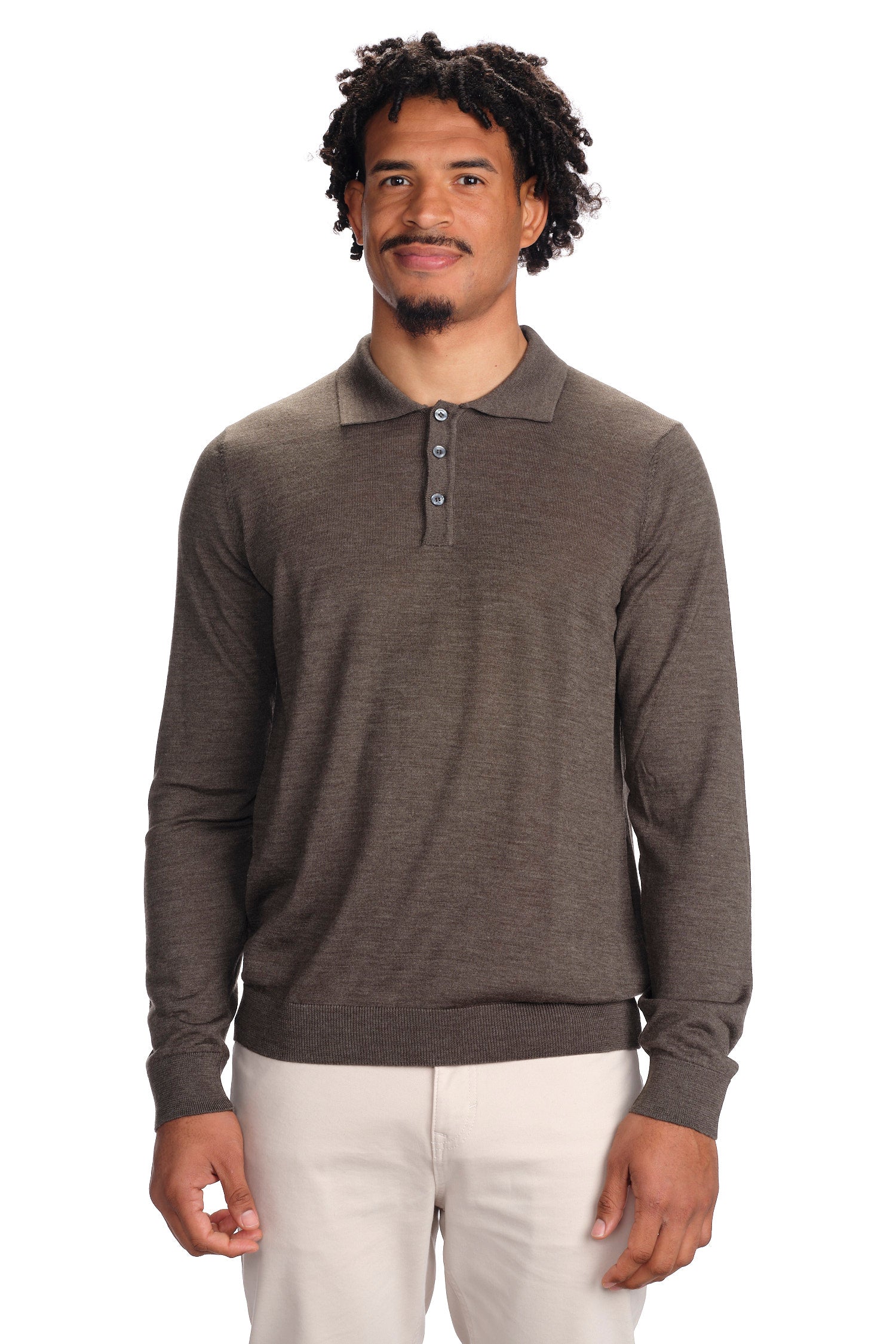 Merino Wool Solid Polo Sweater