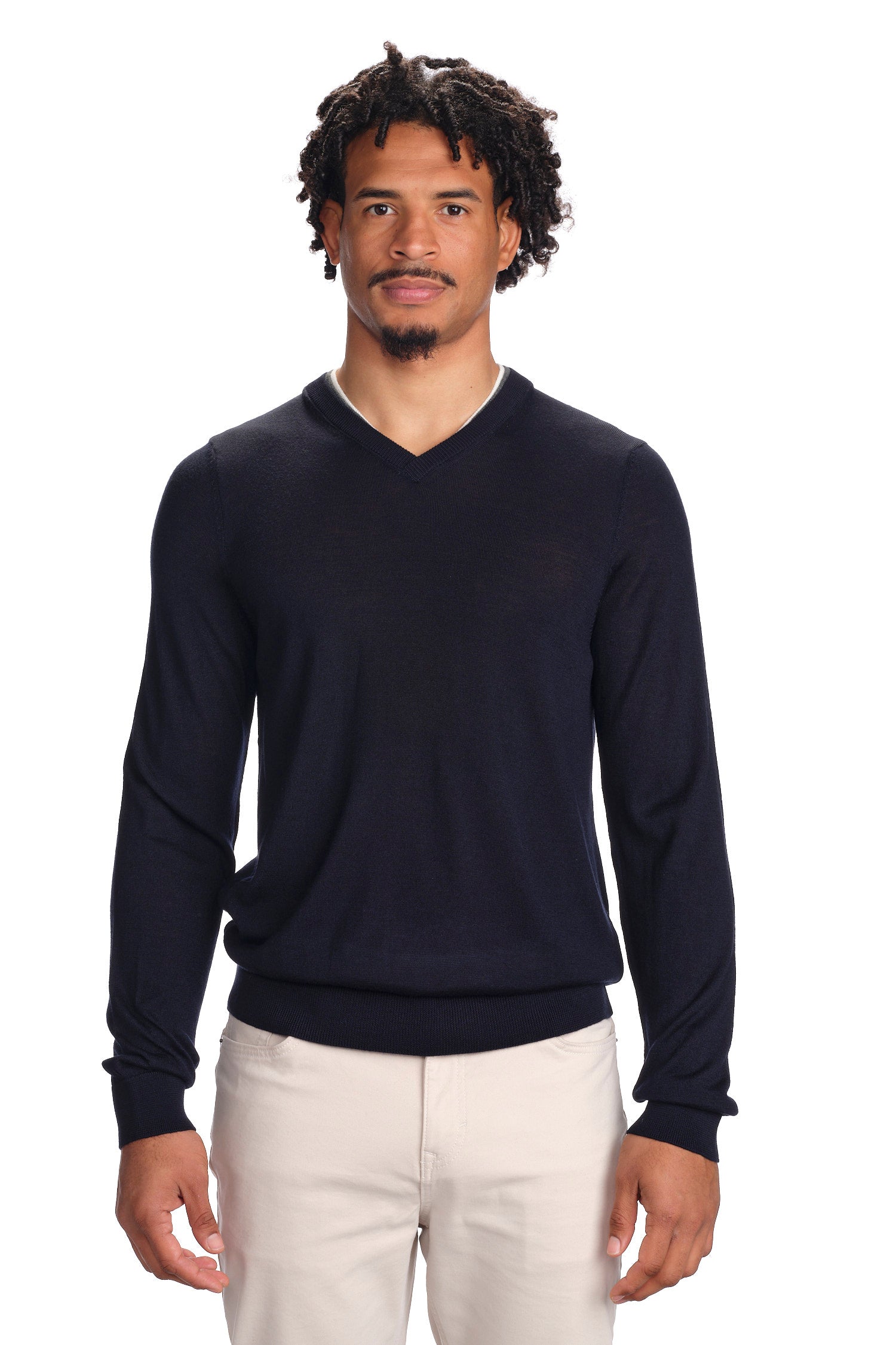 Garnet Men's V-Neck Long Sleeve Knit Wool Sweater 2422002