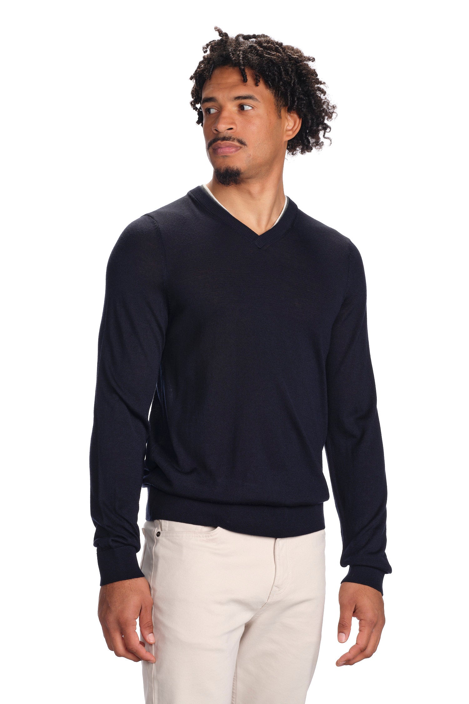 Garnet Men's V-Neck Long Sleeve Knit Wool Sweater 2422002