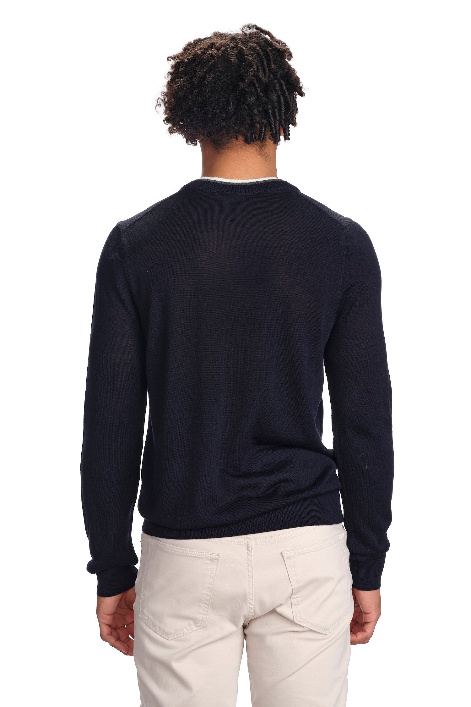 Garnet Men's V-Neck Long Sleeve Knit Wool Sweater 2422002