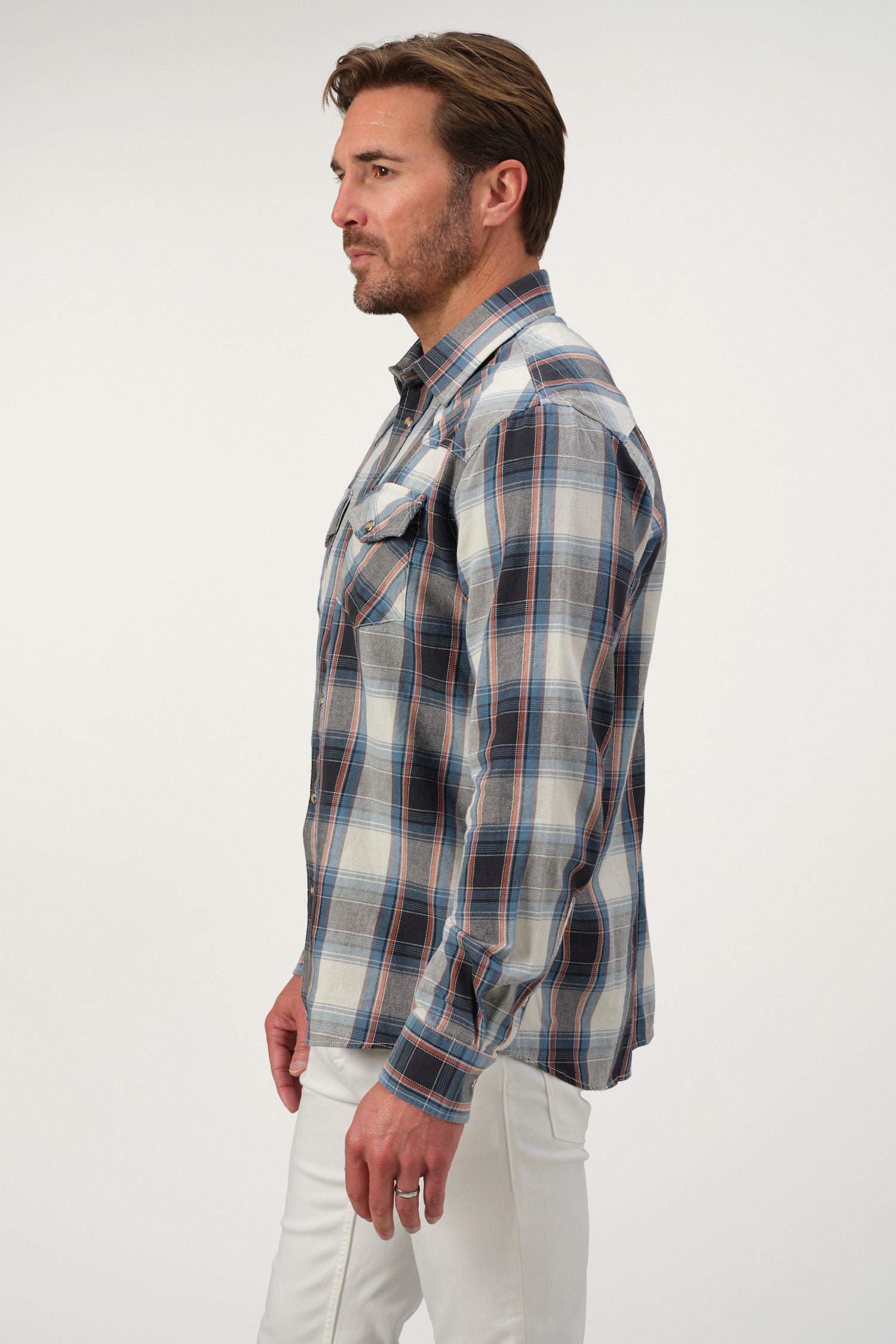 Rugged Plaid Denim Shirt