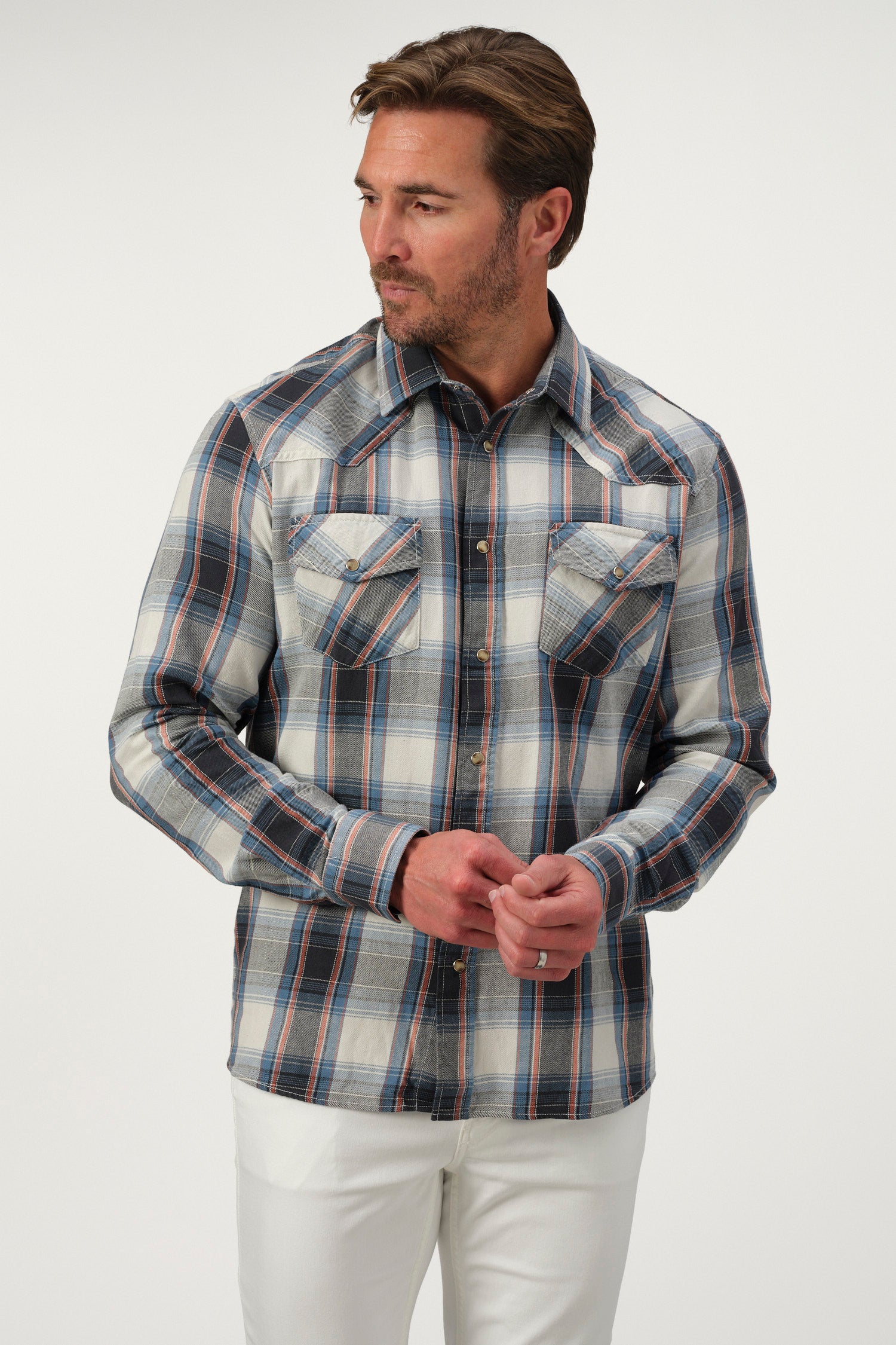 Rugged Plaid Denim Shirt