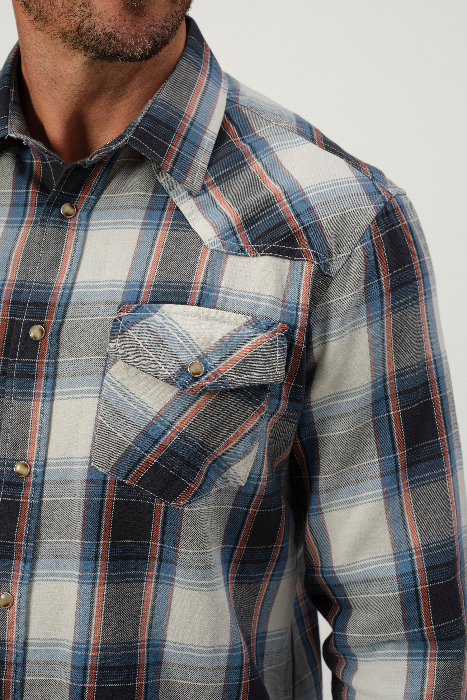 Rugged Plaid Denim Shirt