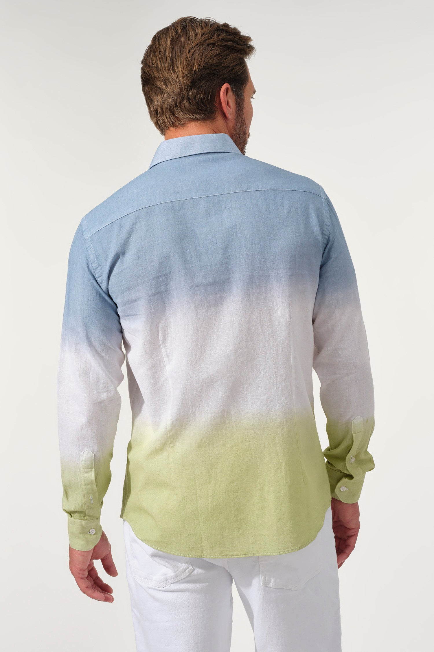 Ombre Linen-Cotton Button-Up Shirt