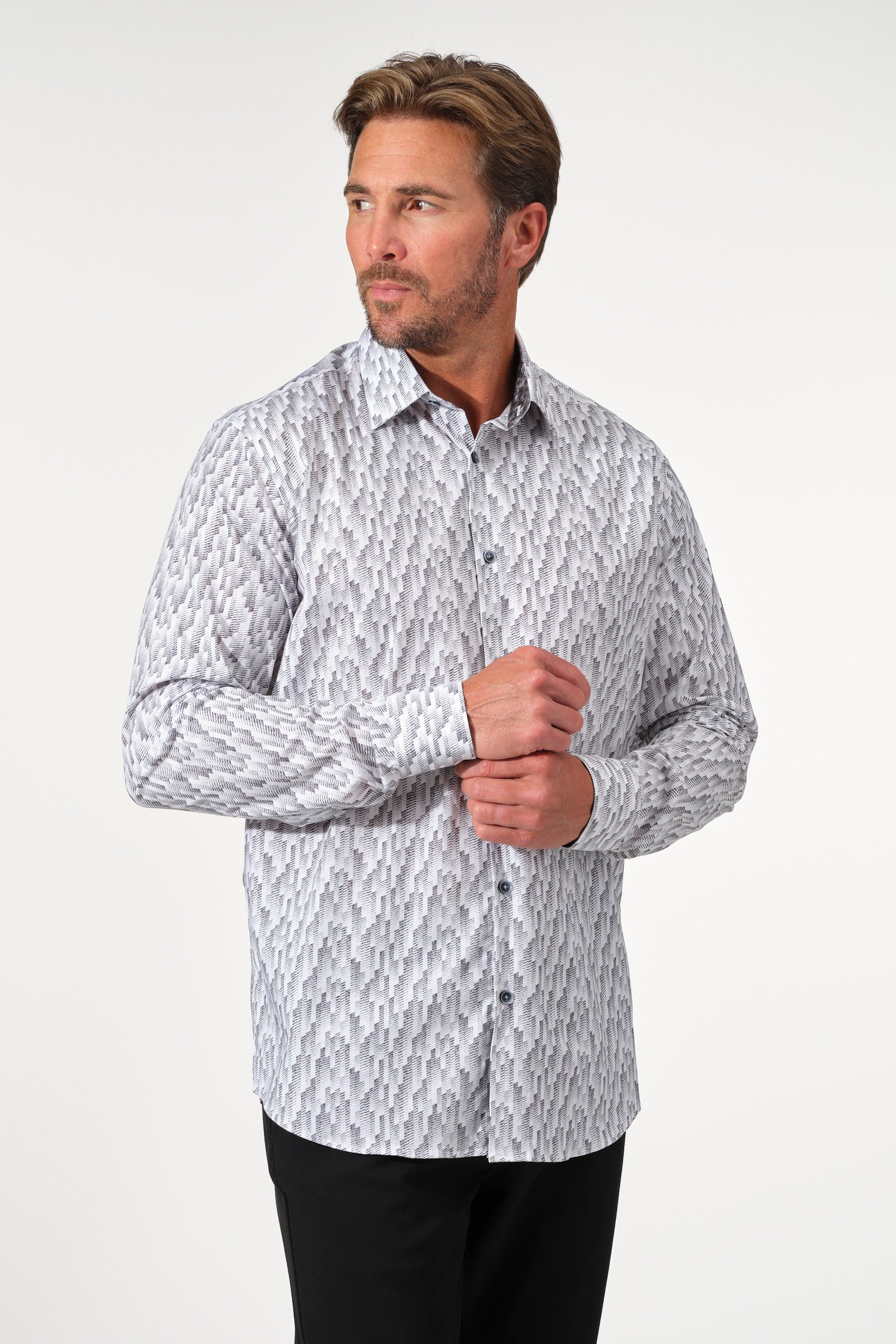 Stairline Print Stretch Shirt