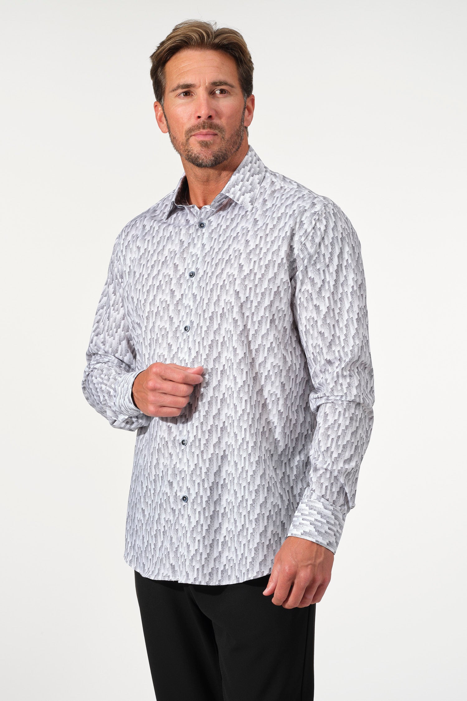 Stairline Print Stretch Shirt