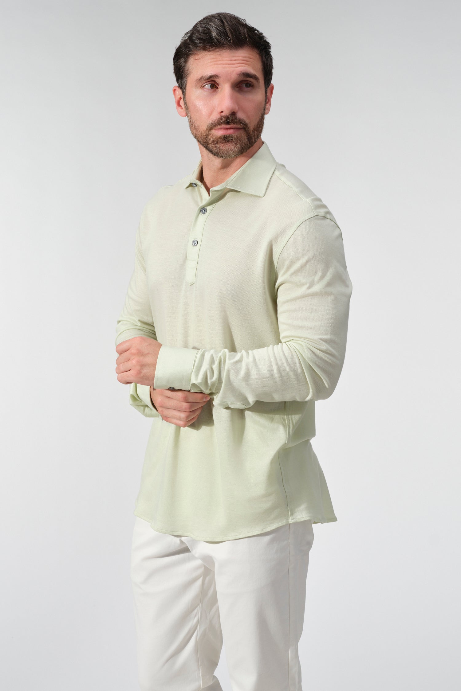 Tencel Blend Long Sleeve Polo