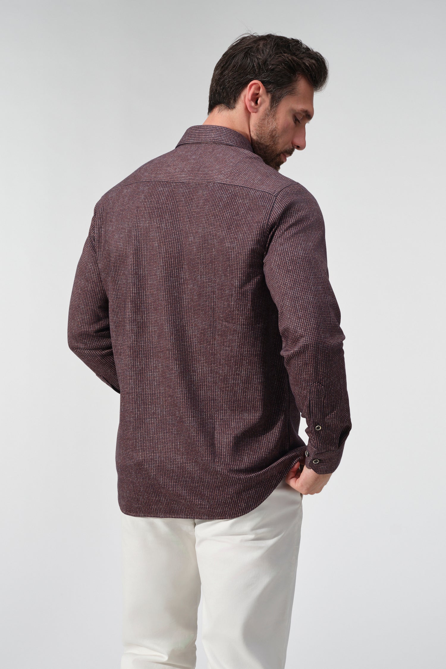 Houndstooth Print Knit Shirt