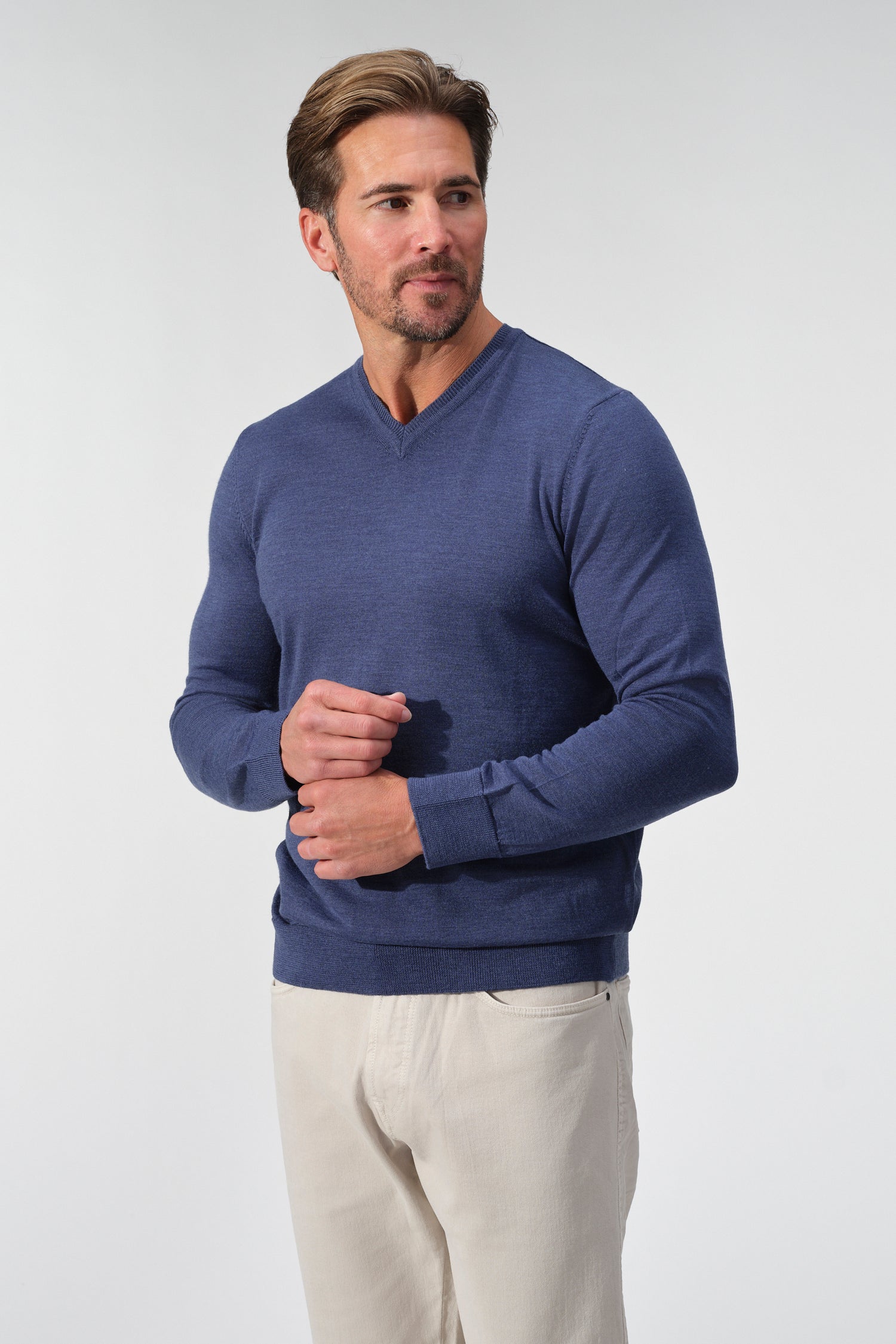Merino Wool Solid V-Neck Sweater