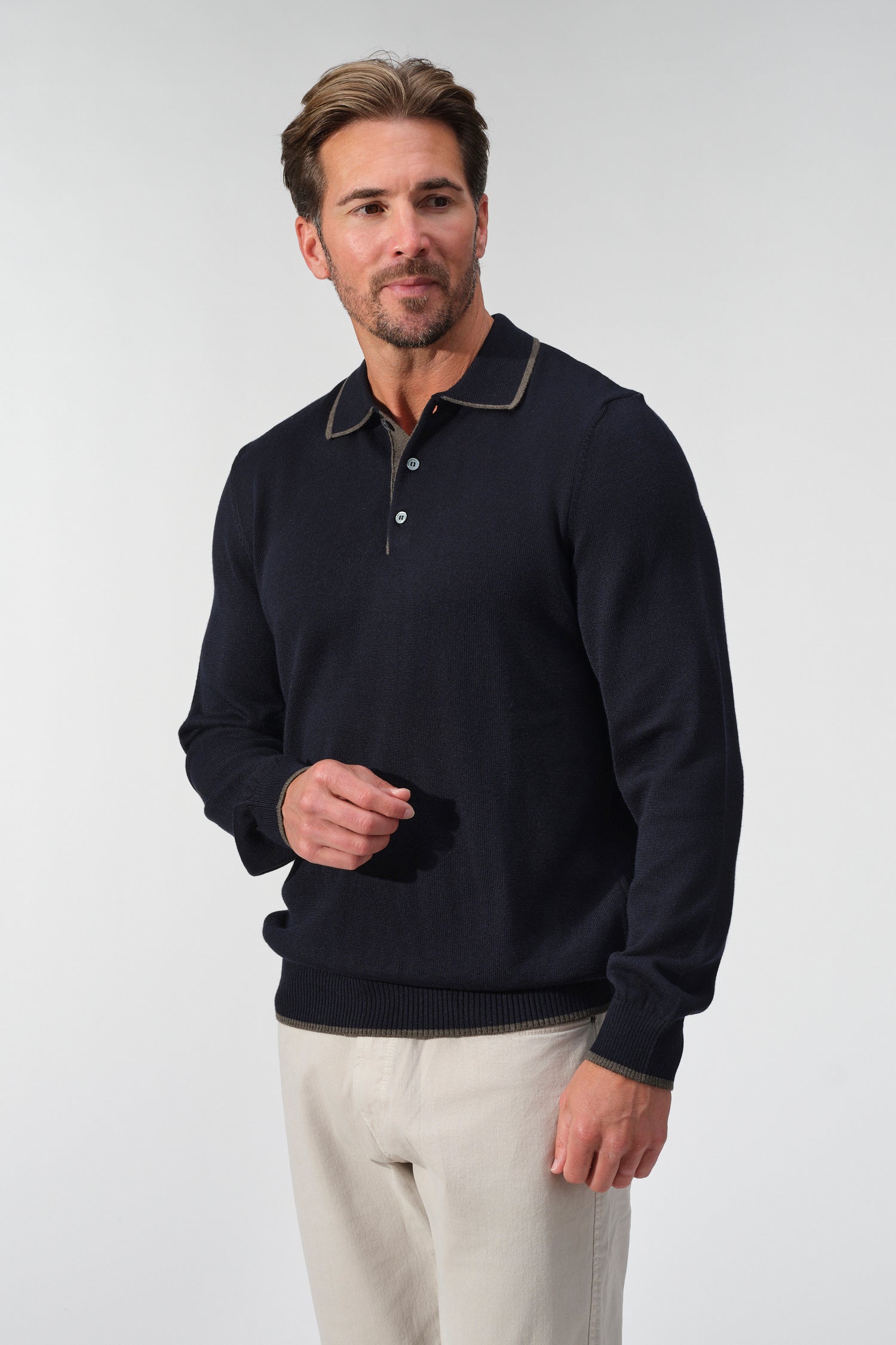 Amalfi Polo Sweater in Navy