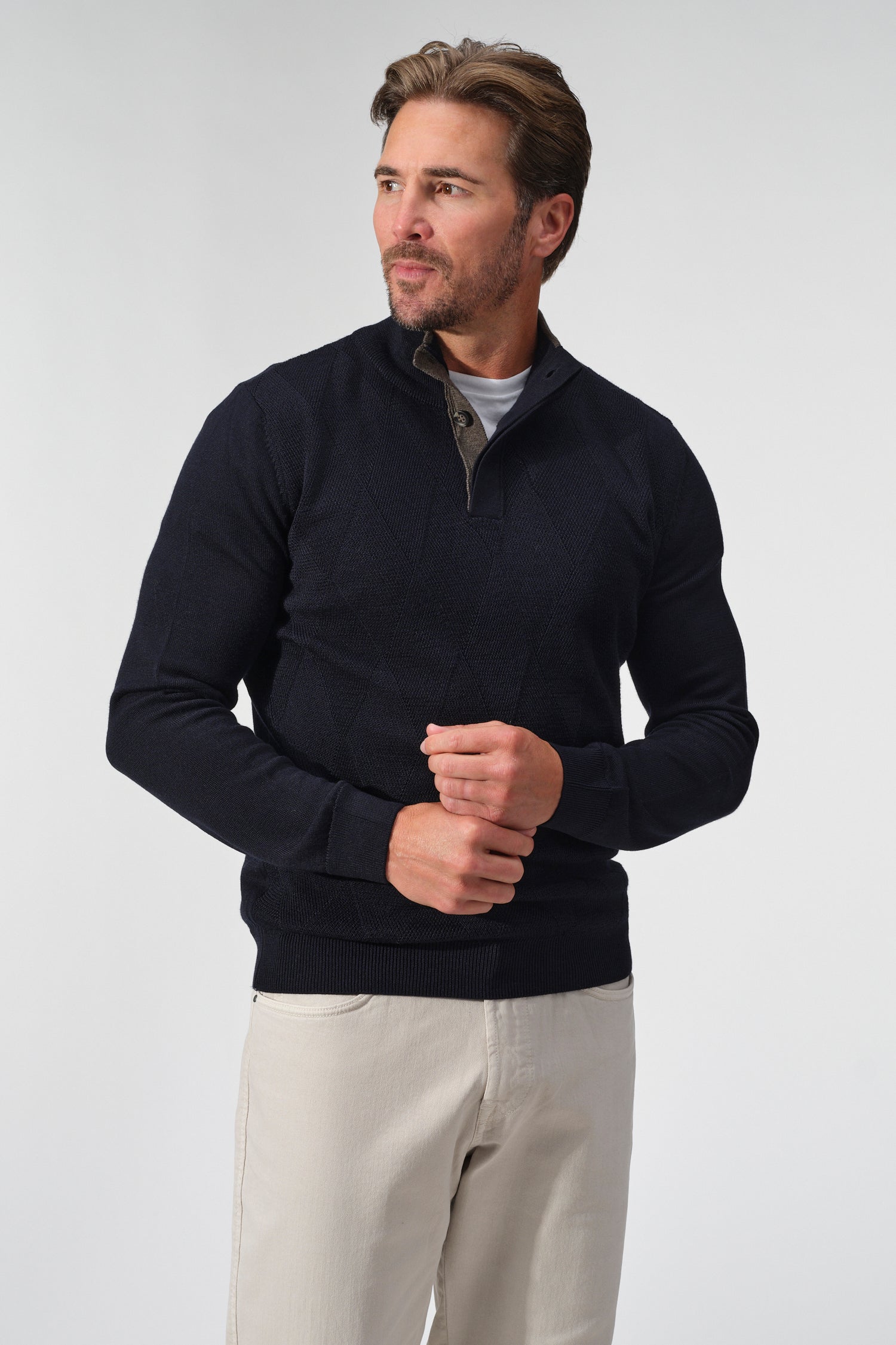 Saddle Stitch Button Pullover