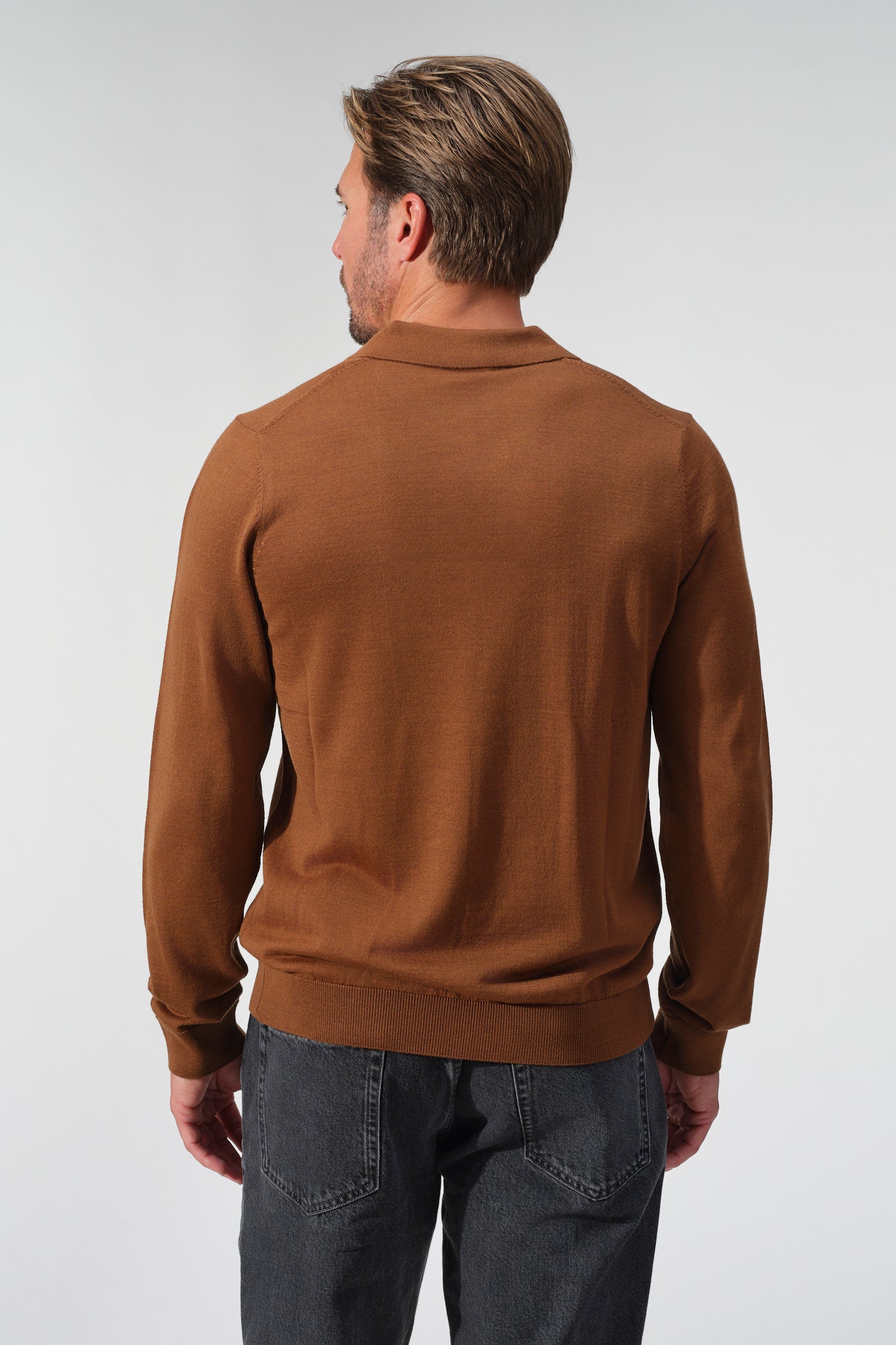 Merino Wool Solid Polo Sweater