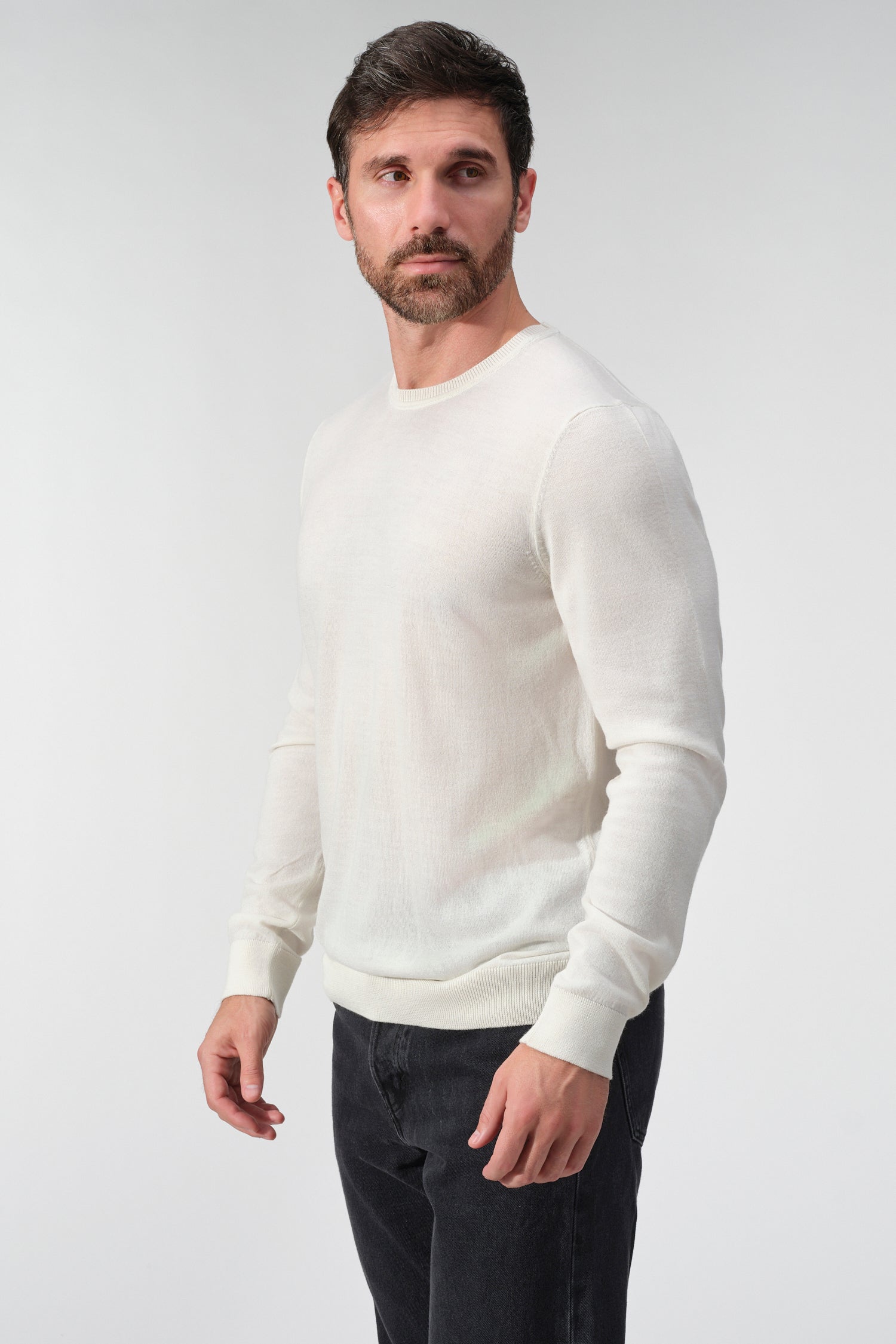 Merino Wool Solid Crew Neck Sweater