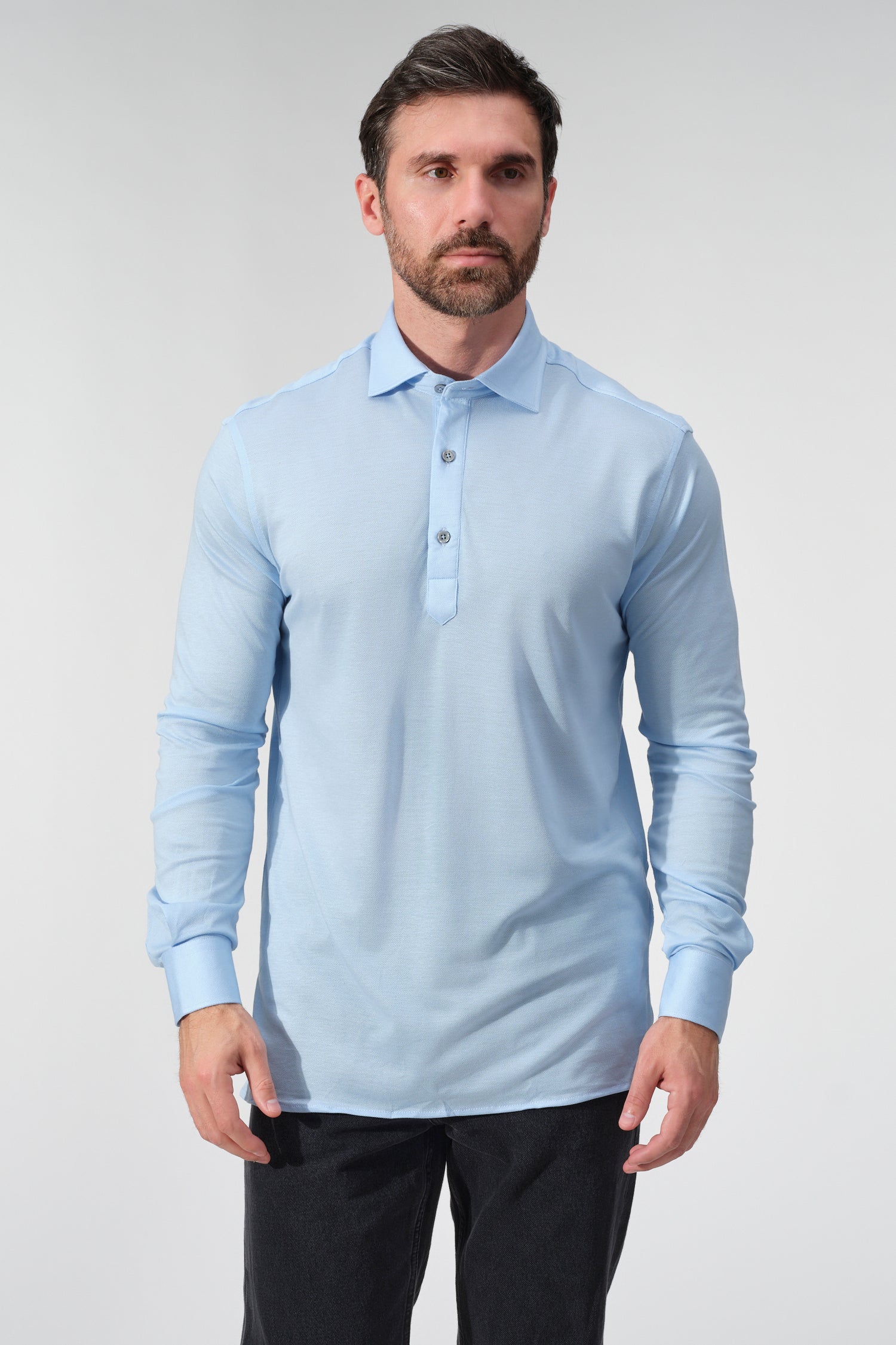 Tencel Blend Long Sleeve Polo