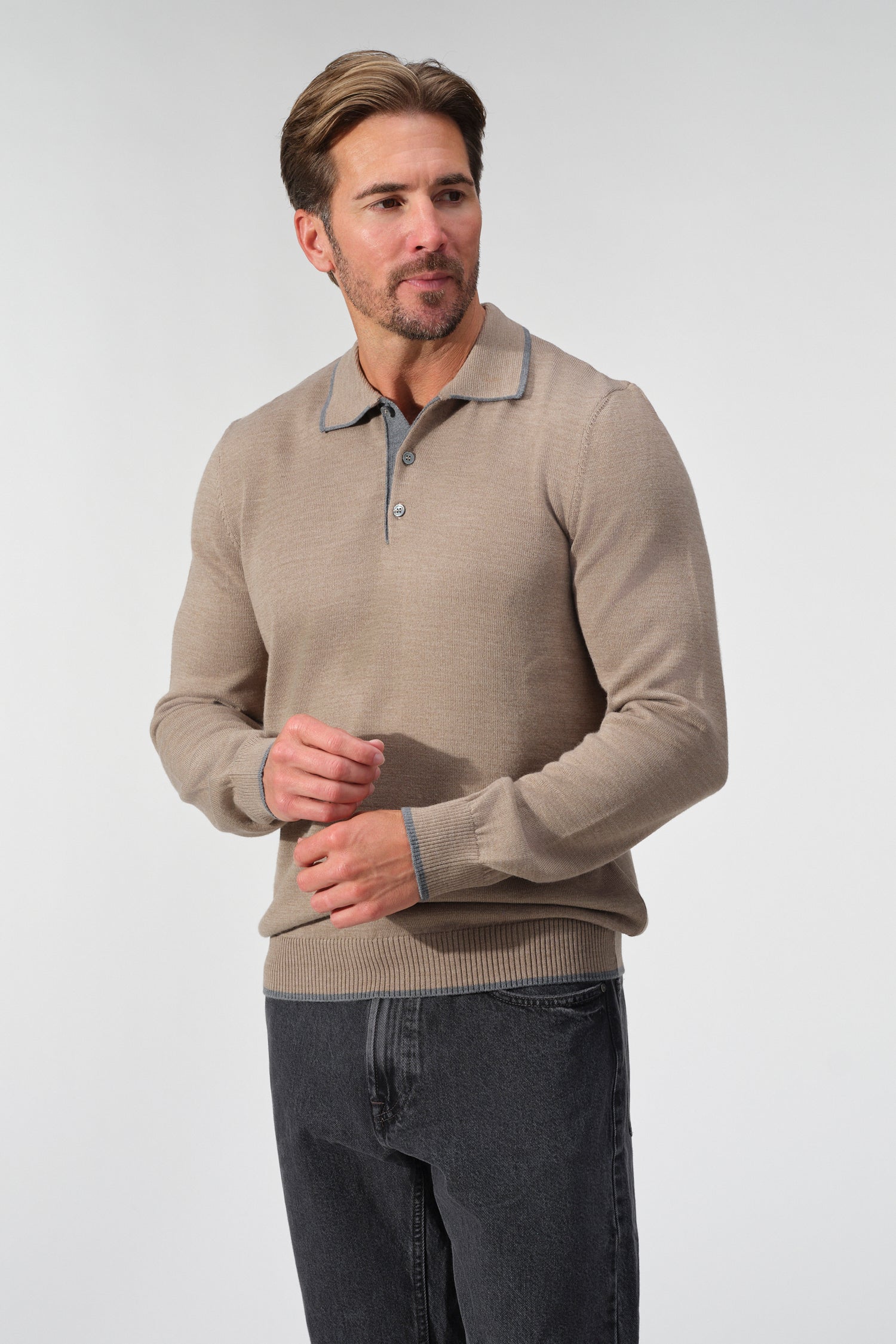 Amalfi Polo Sweater in Beige