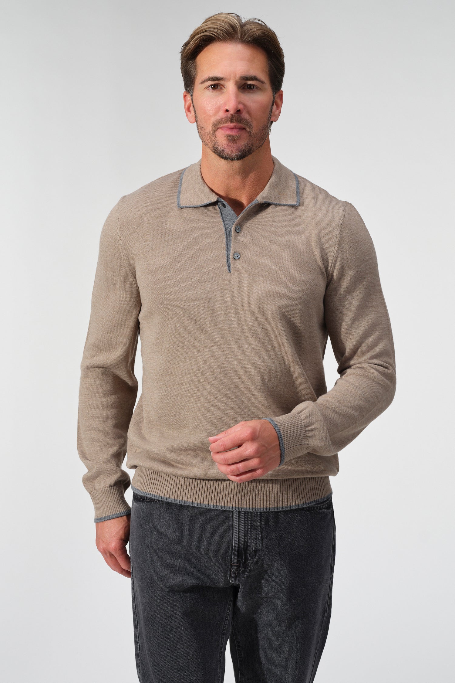 Amalfi Polo Sweater in Beige