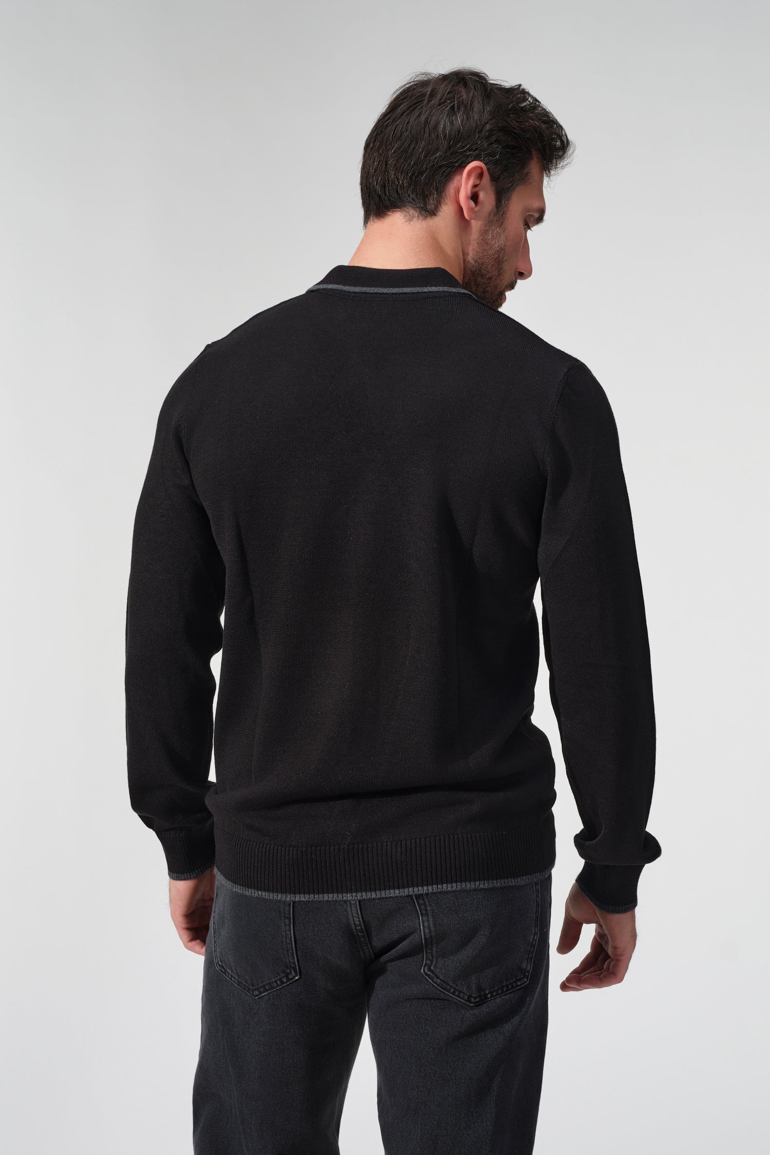 Amalfi Polo Sweater in Black