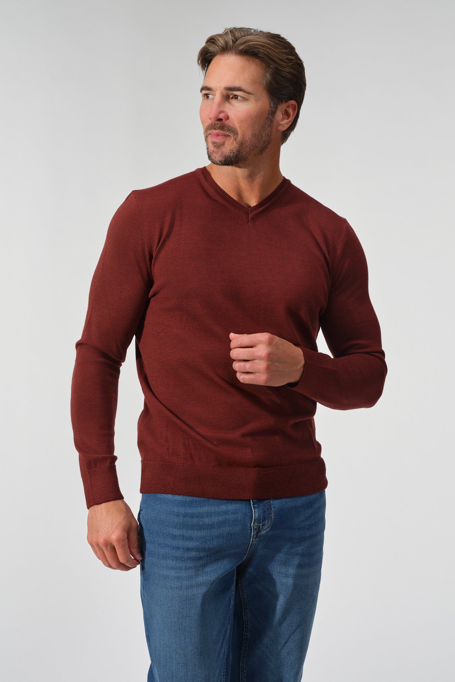 Merino Wool Solid V-Neck Sweater
