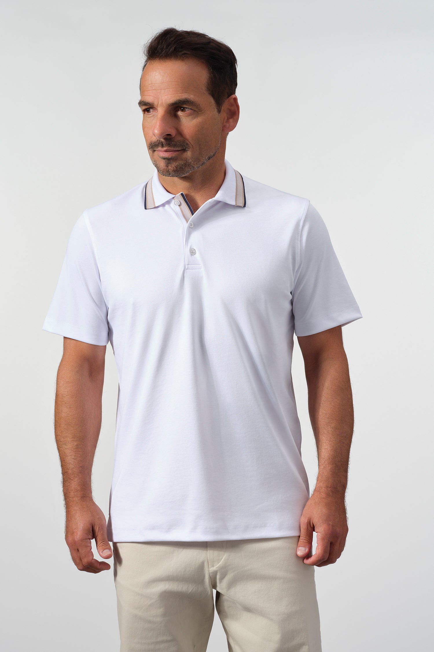 Textured Cotton Polo with Contrast Details