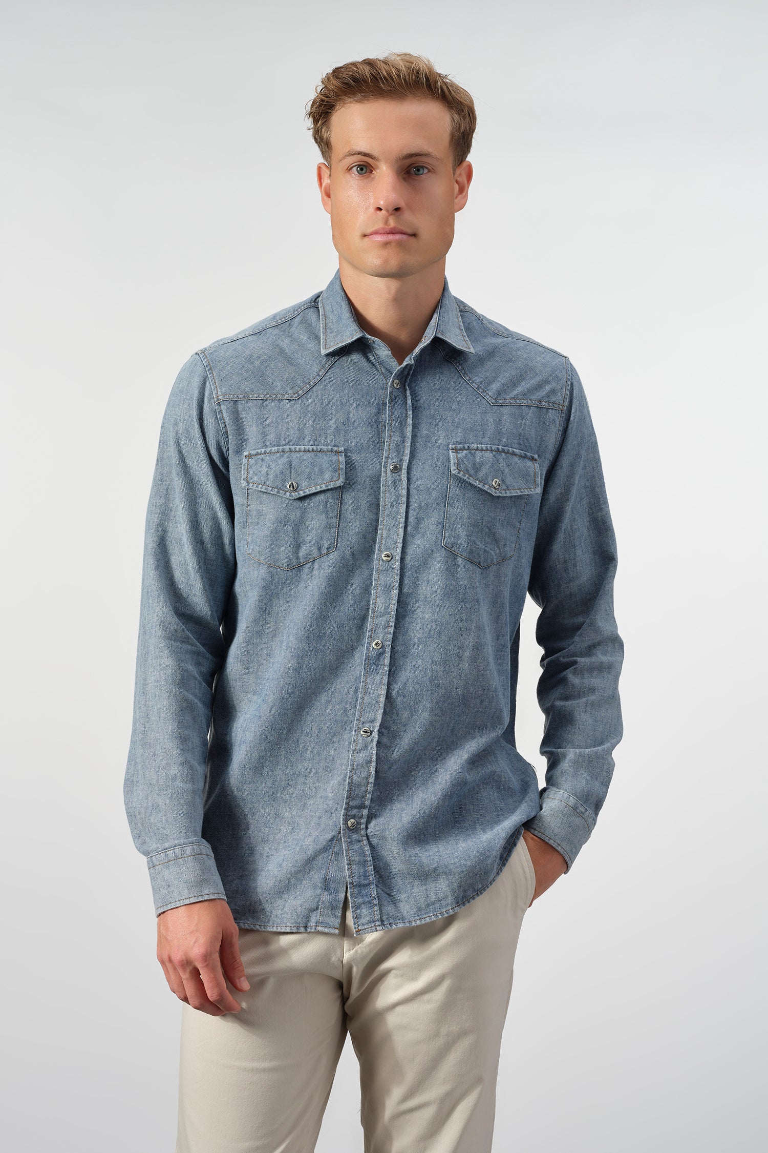 Hyper-Stretch Denim Western Shirt