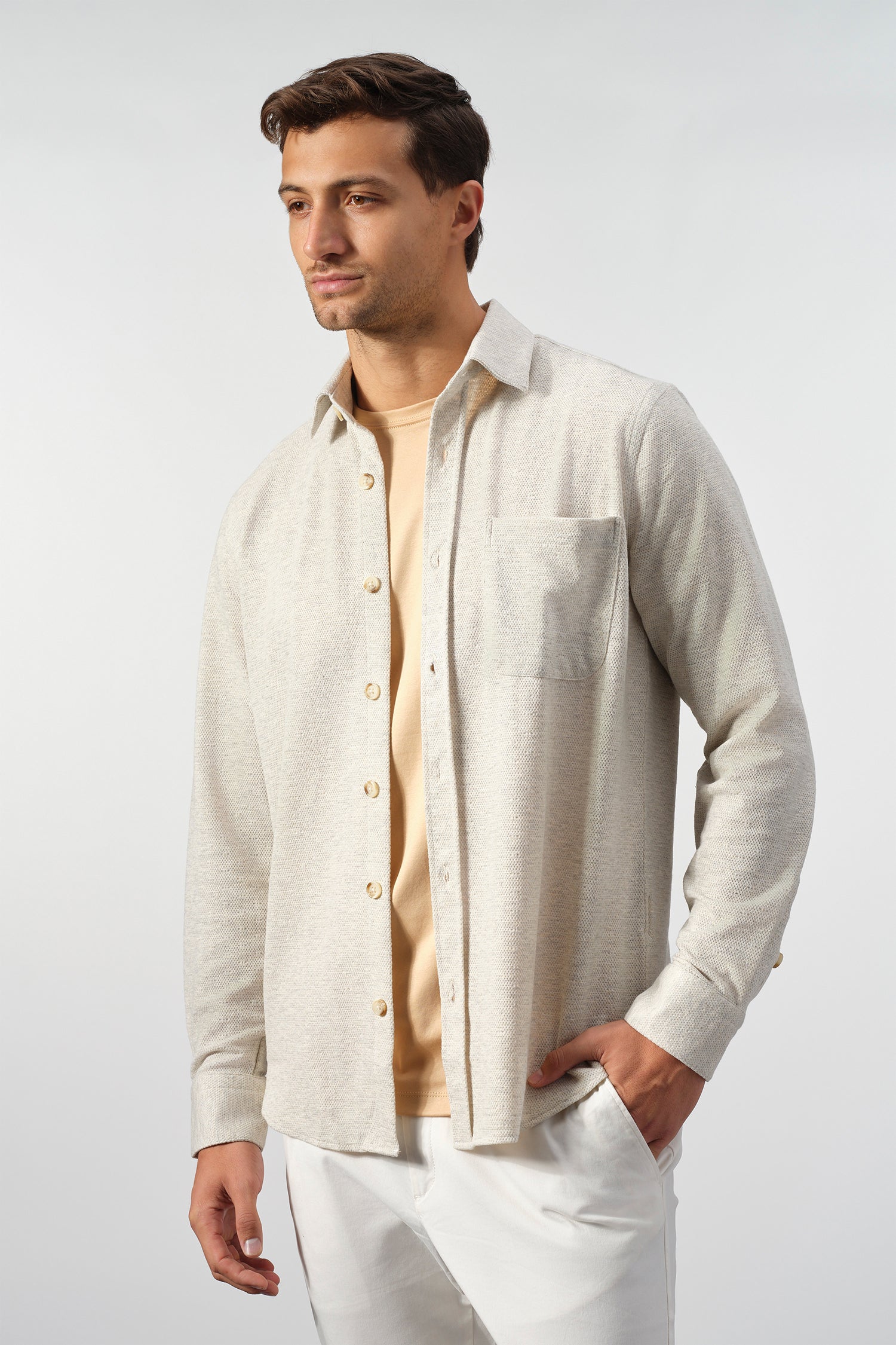 Textured Linen-Blend Overshirt