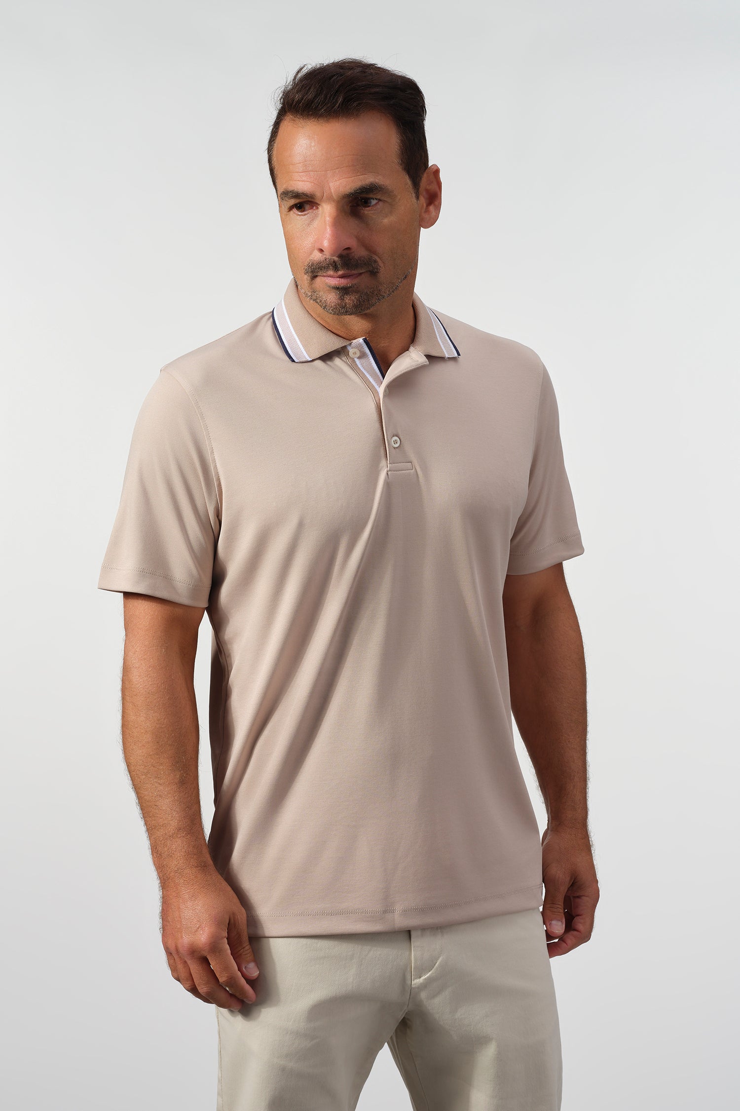 Textured Cotton Polo with Contrast Details