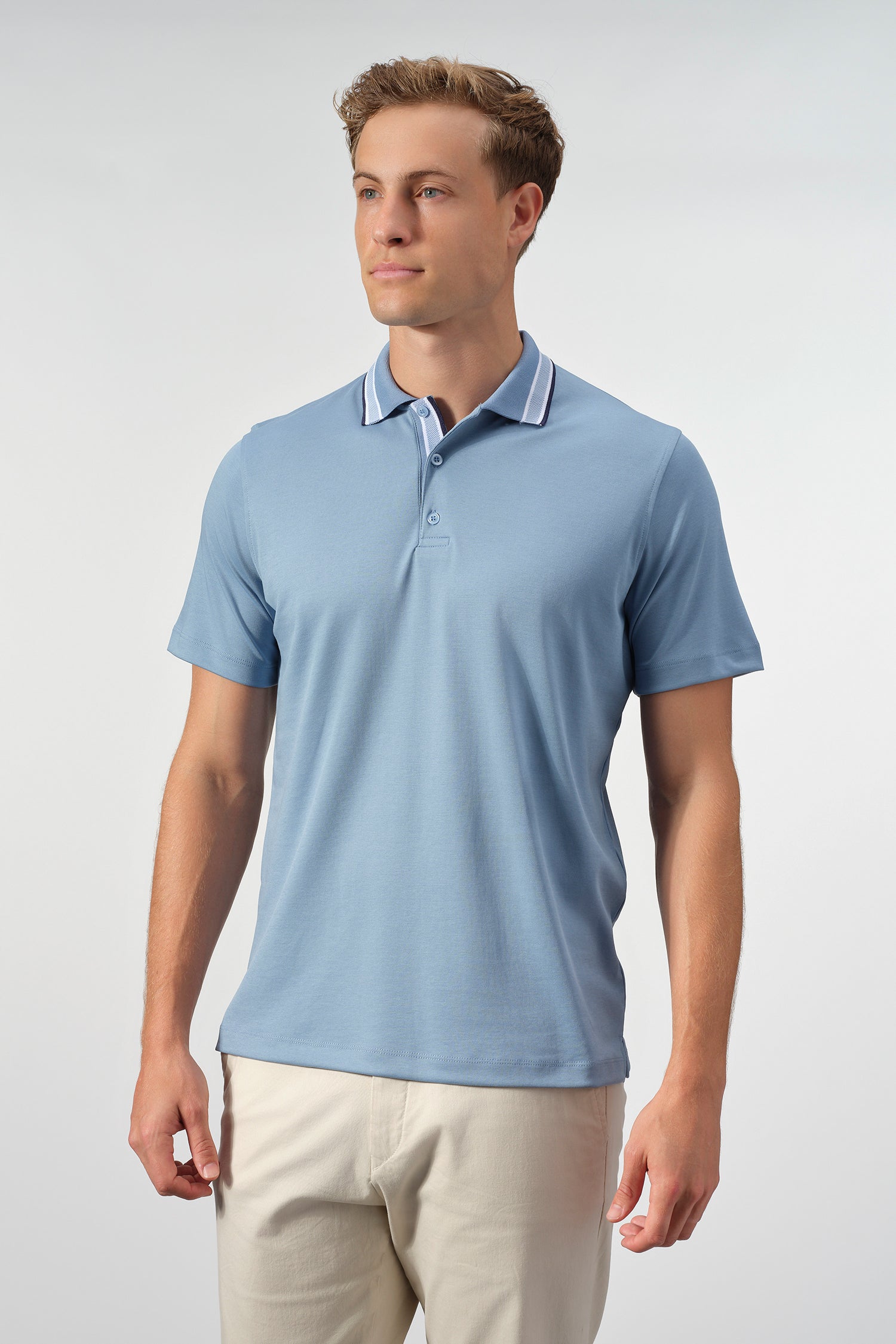 Textured Cotton Polo with Contrast Details