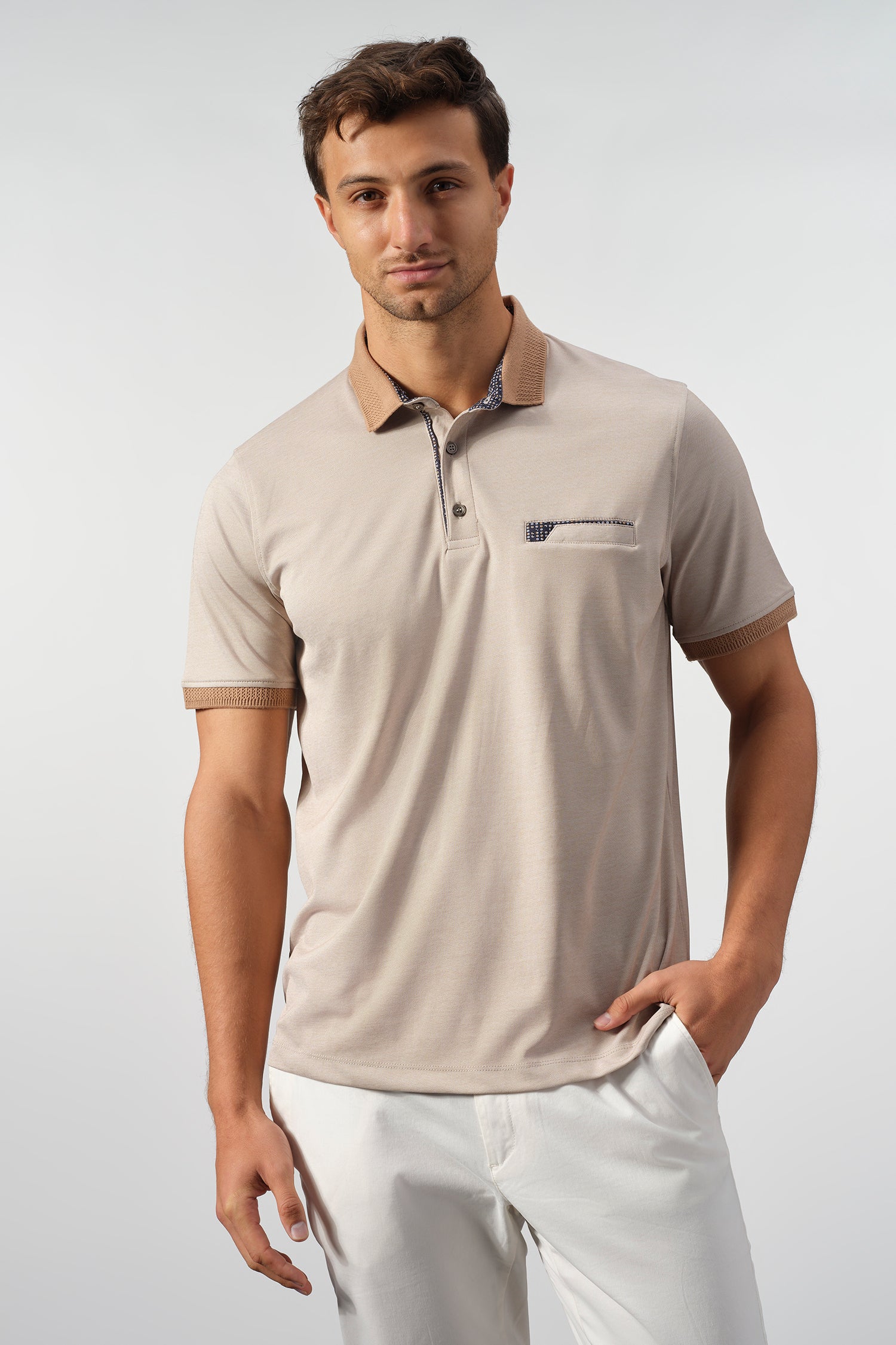 Contrast Collar Performance Knit Polo