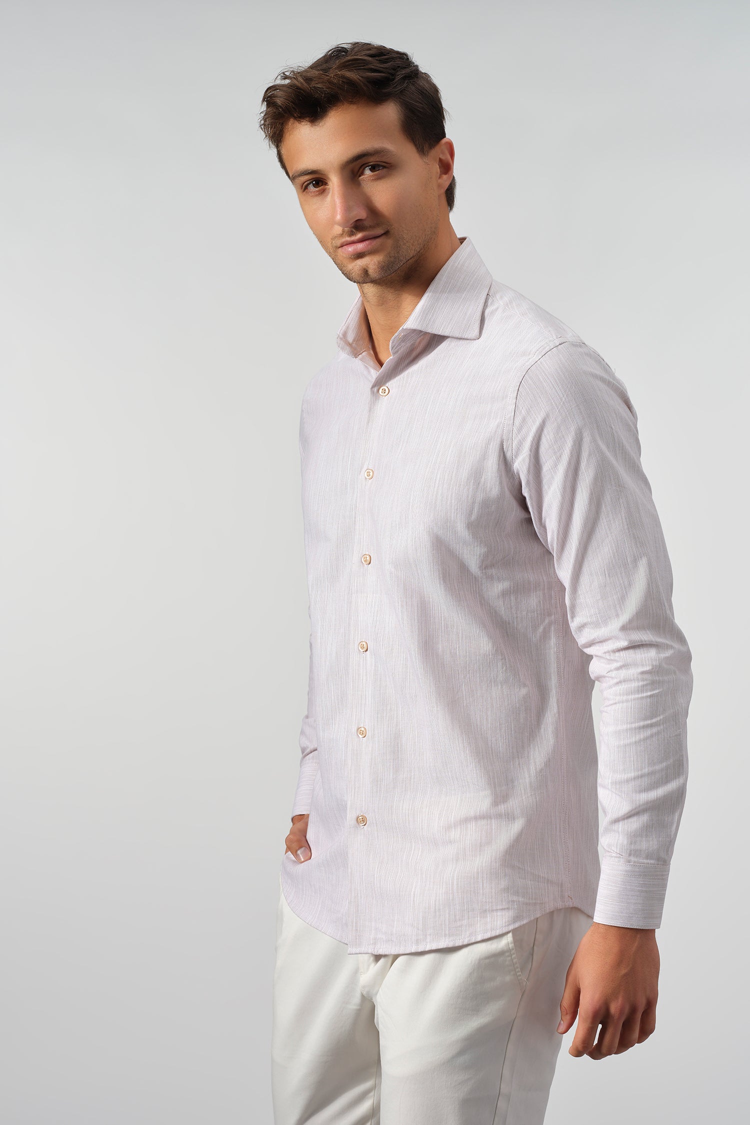 Fine Weave Italian Collar Shirt