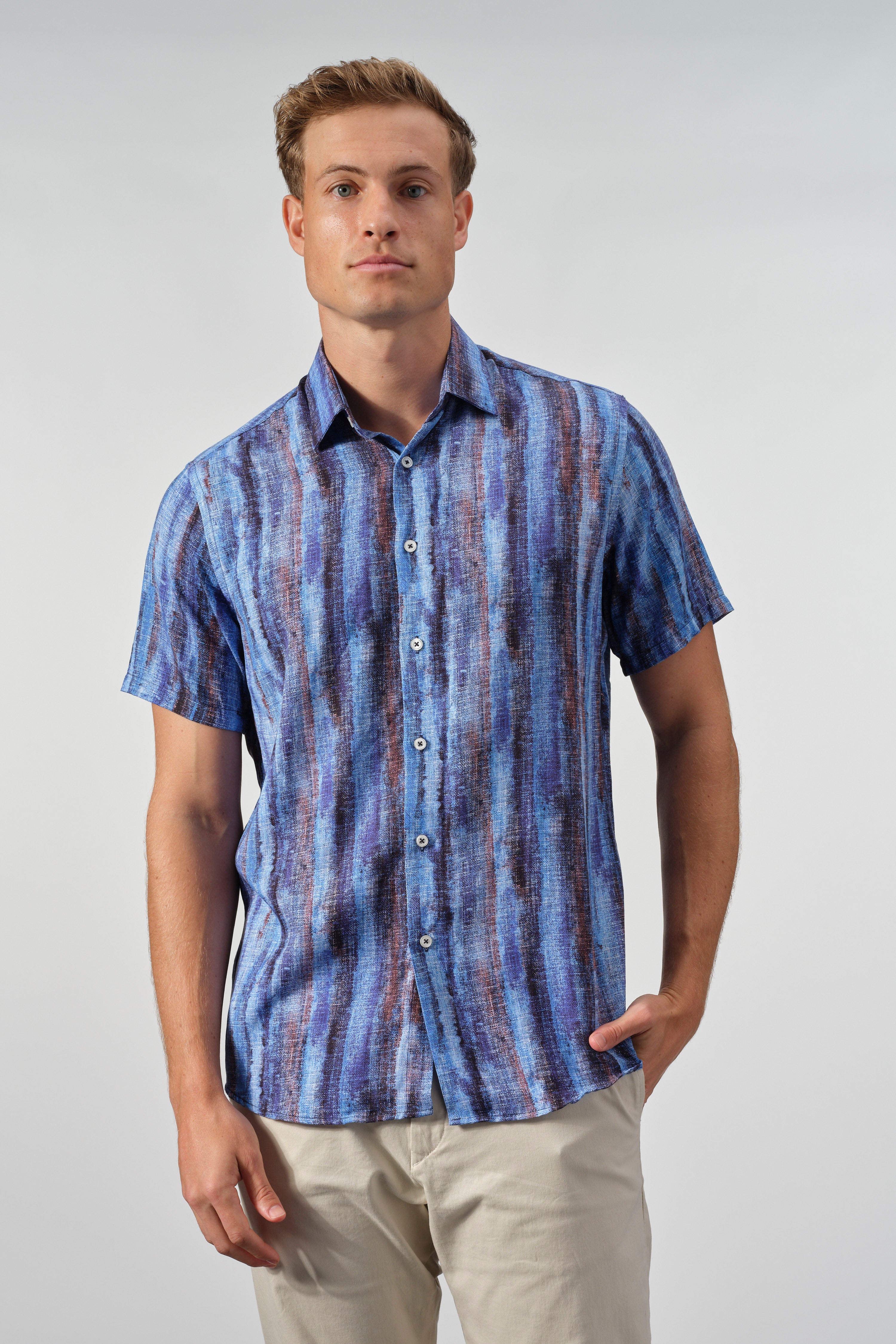 Indigo Brushstroke Tencel Shirt