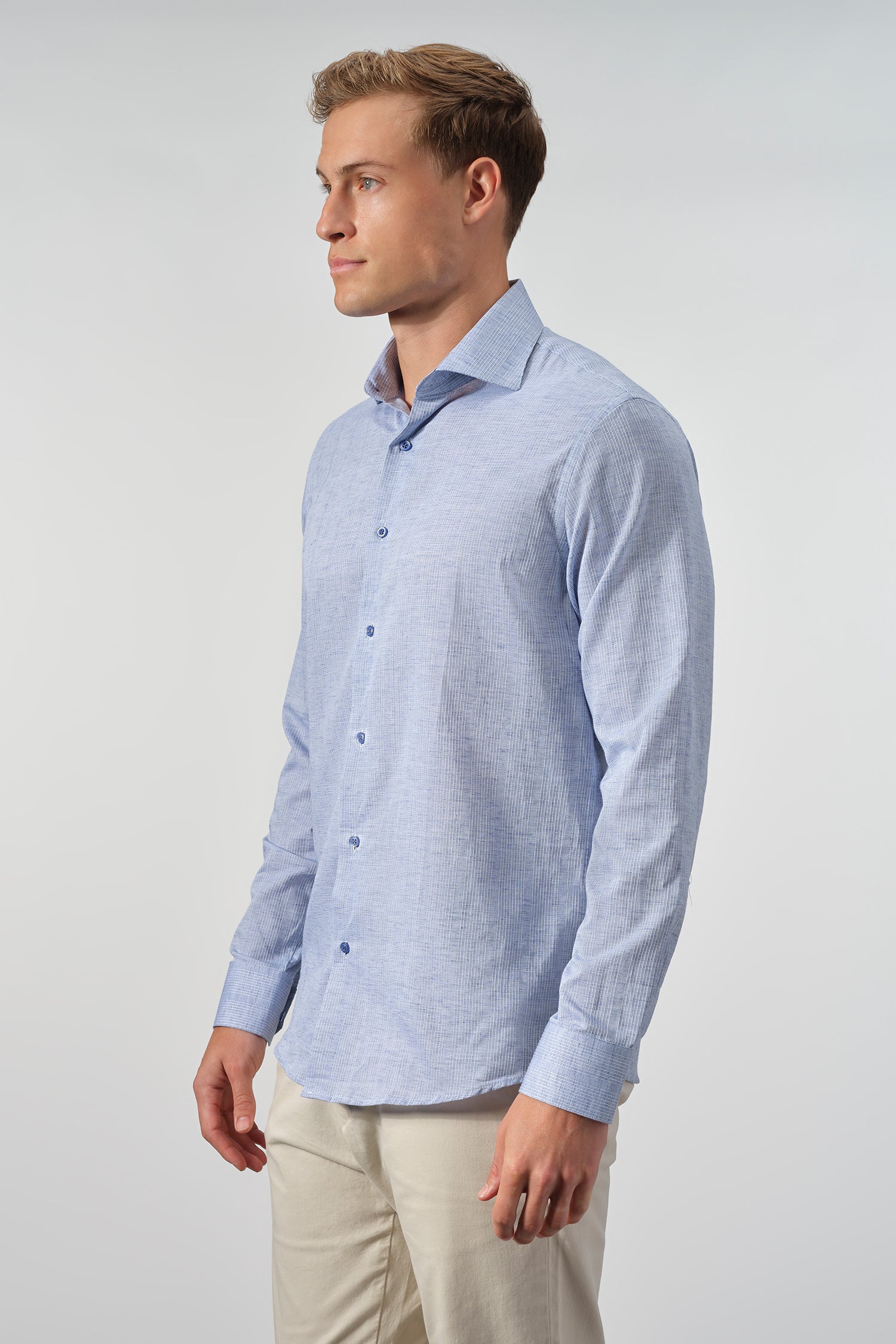Vertical Weave Cotton-Linen Shirt