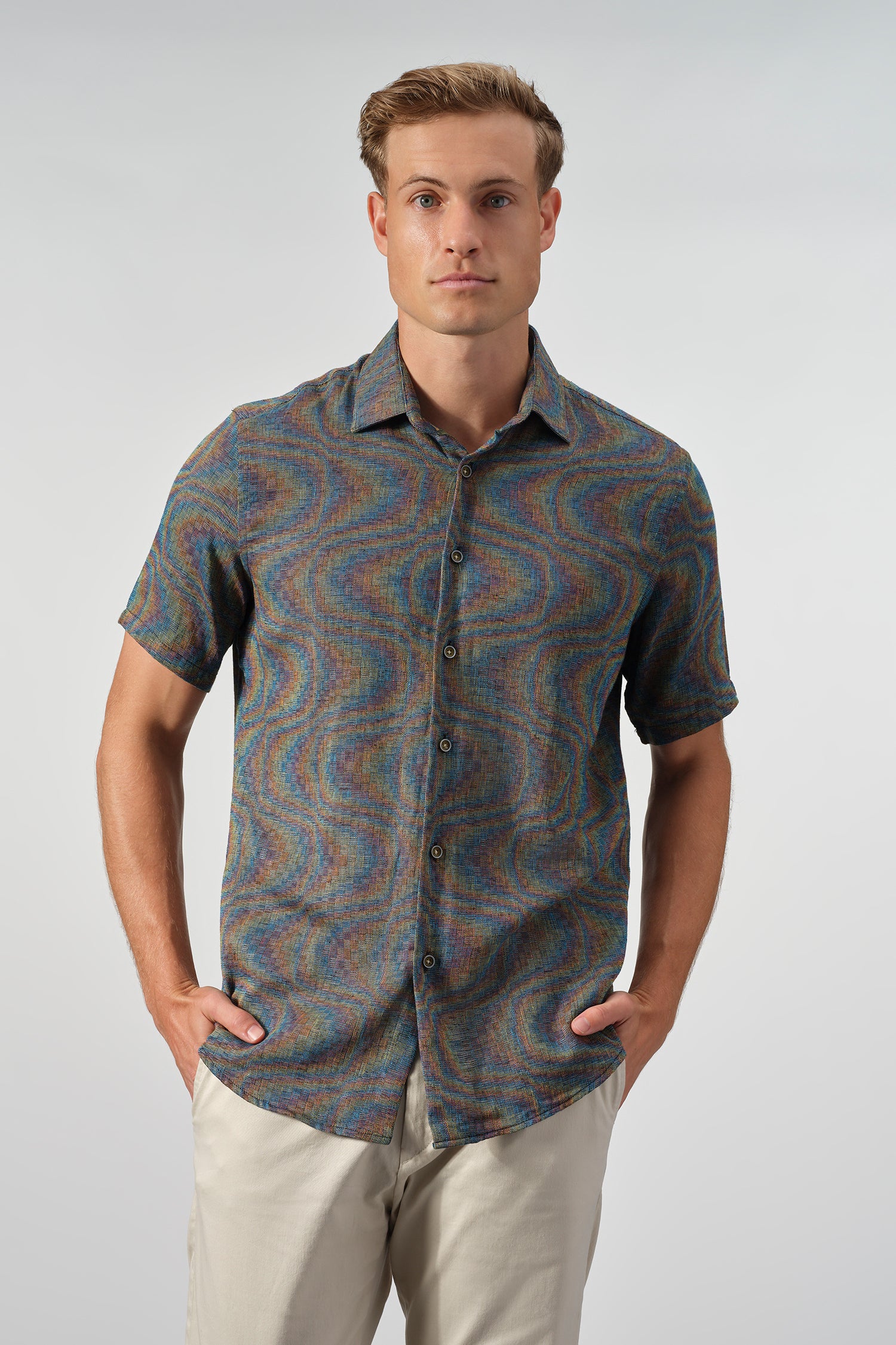 Prismatic Swirl Cotton-Tencel Shirt