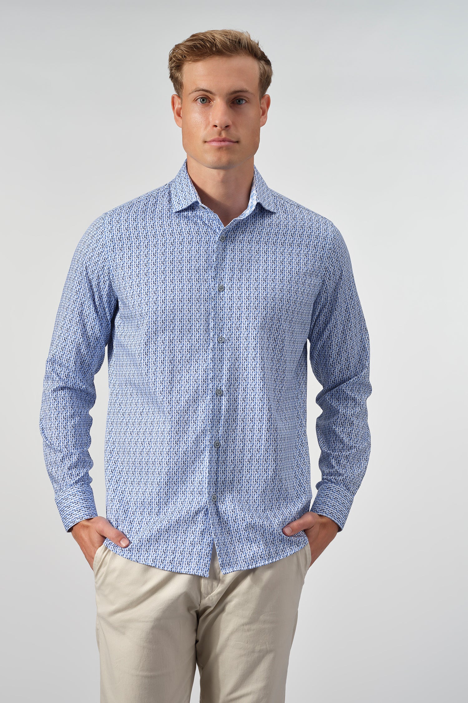 Geometric Textured Cotton Shirt