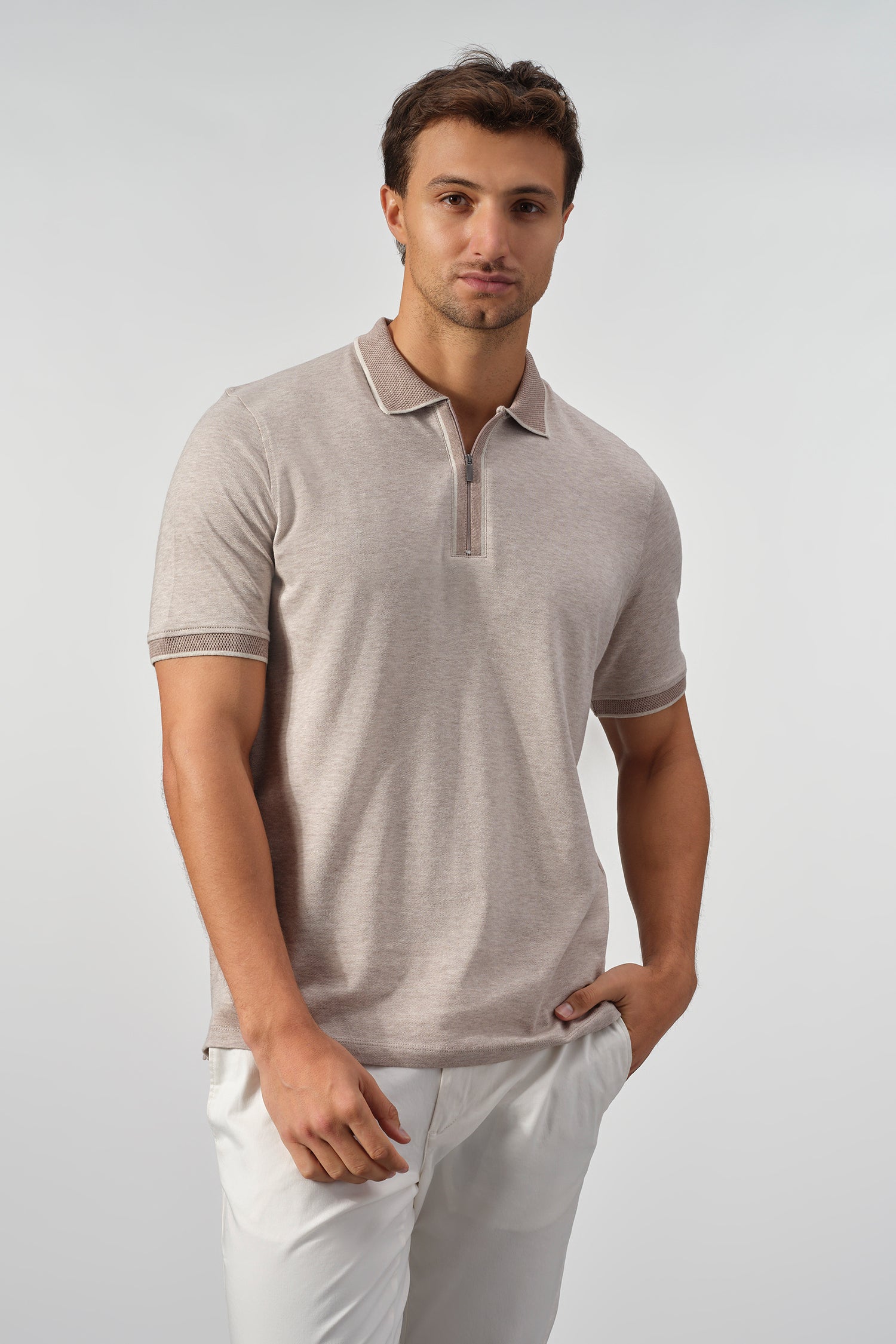 The Vantage Tipped Zip Polo