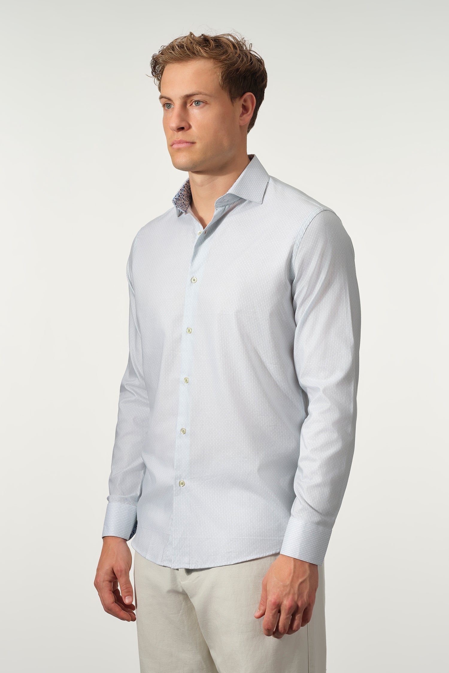 Refined Micro Texture Cotton-Lyocell Dress Shirt