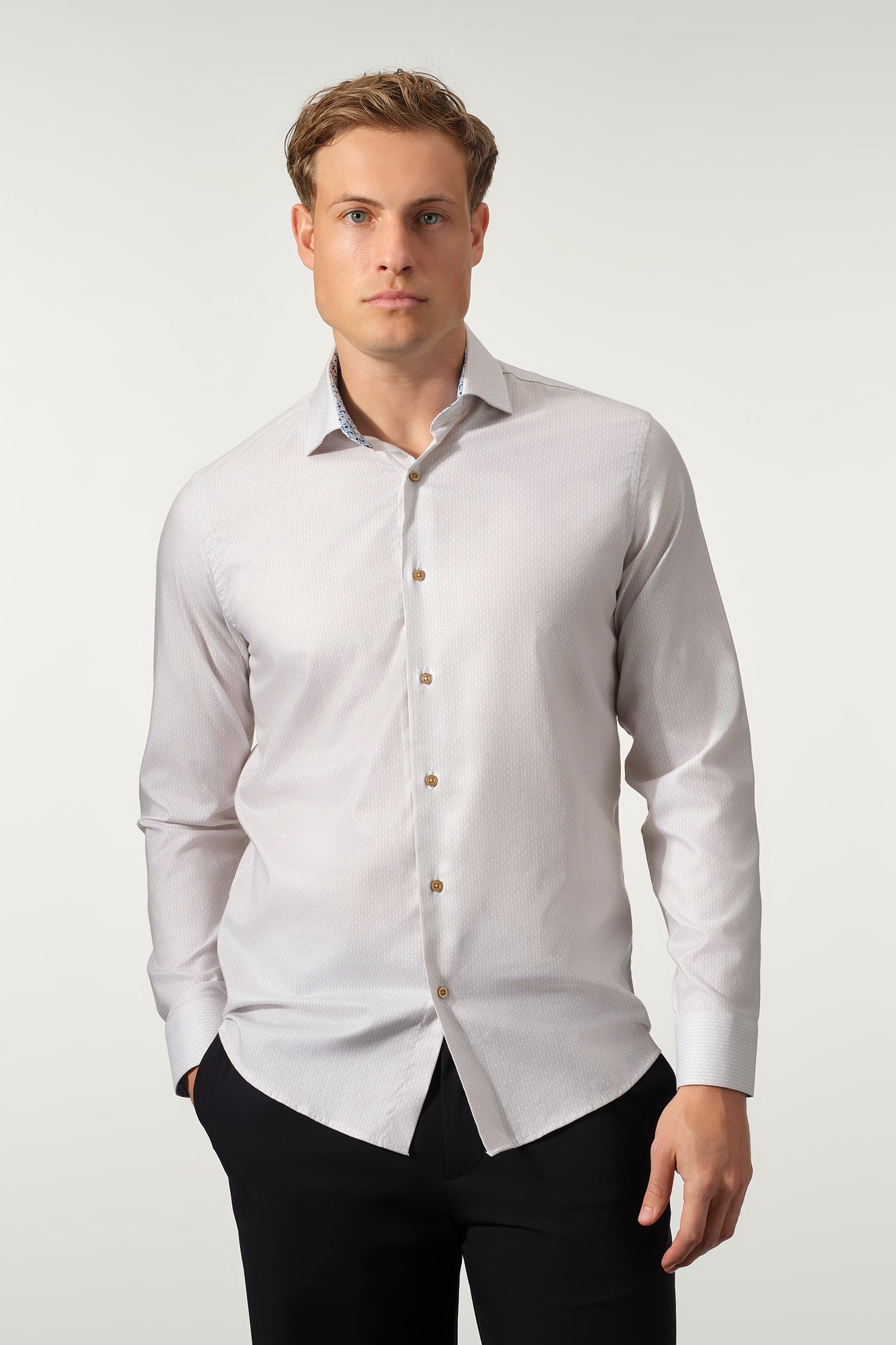 Refined Micro Texture Cotton-Lyocell Dress Shirt