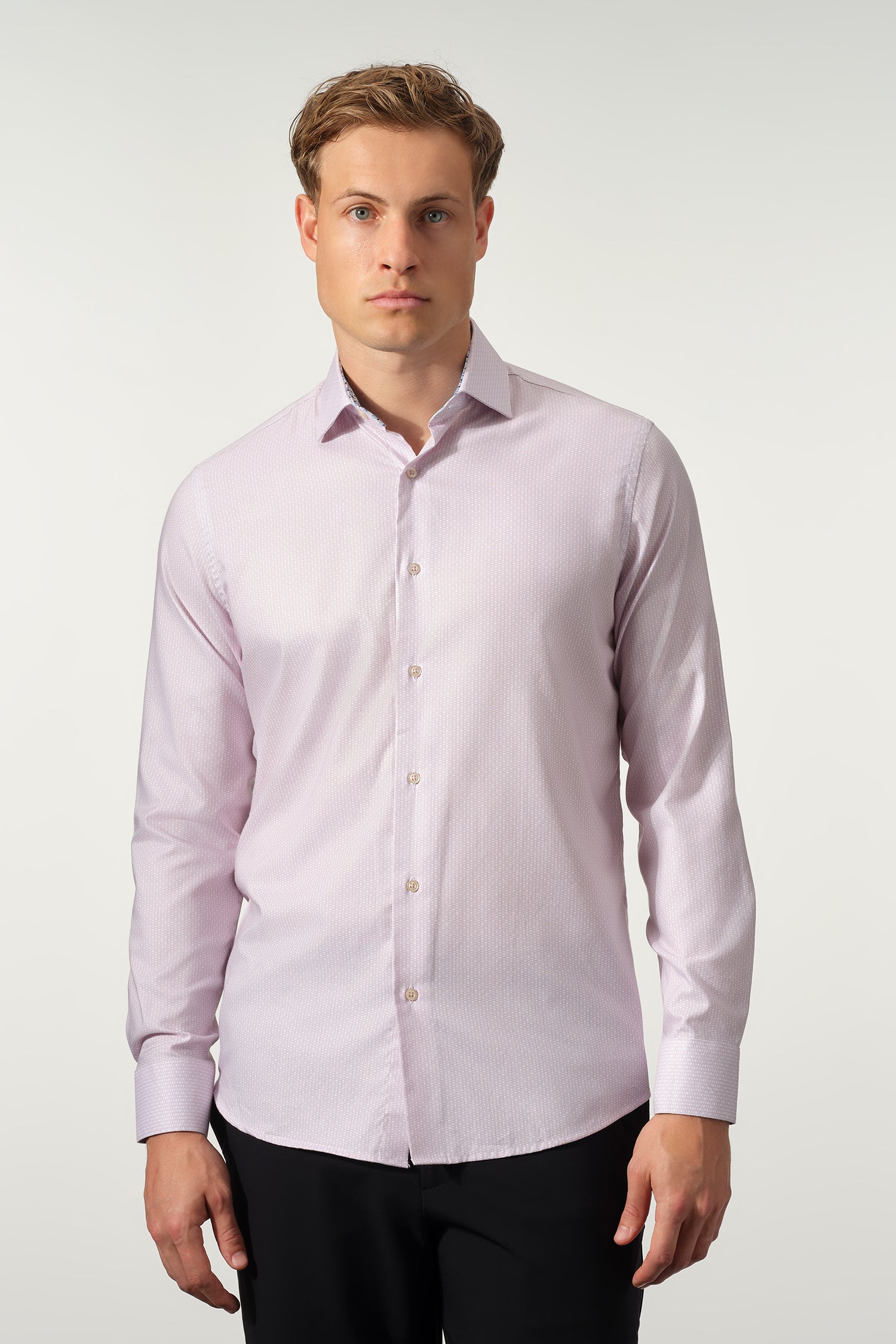 Refined Micro Texture Cotton-Lyocell Dress Shirt