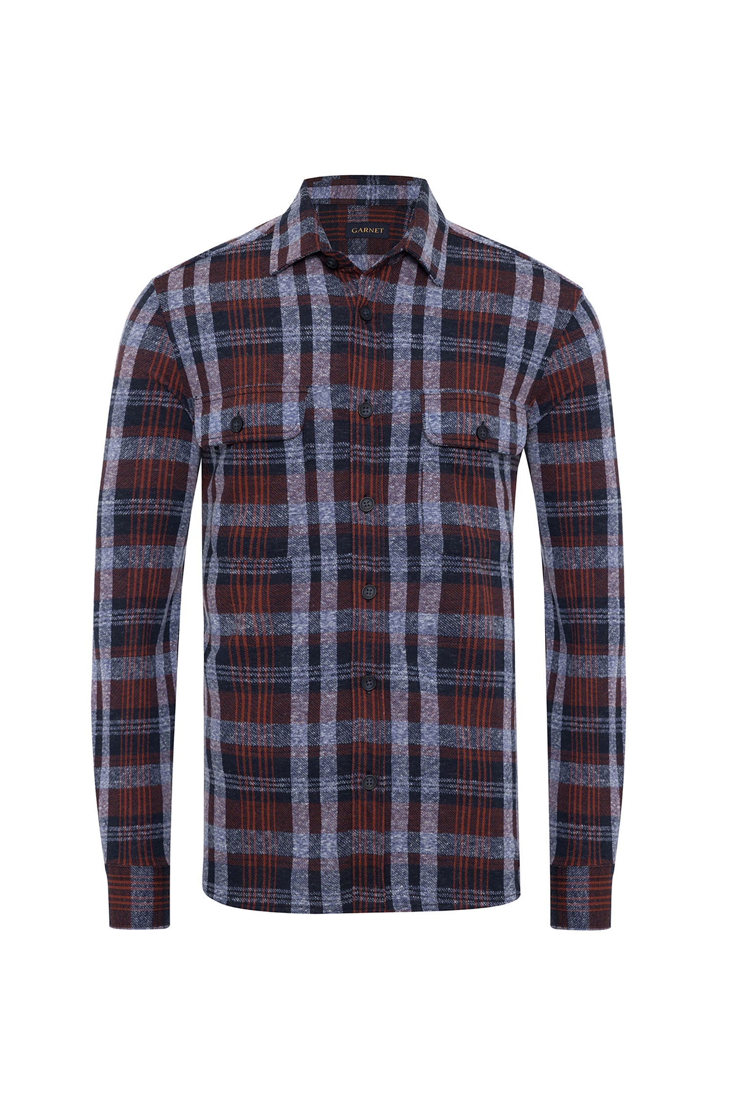 Garnet Men's Dynamic Flannel Knit Checkered Plaid Shirt 2421003