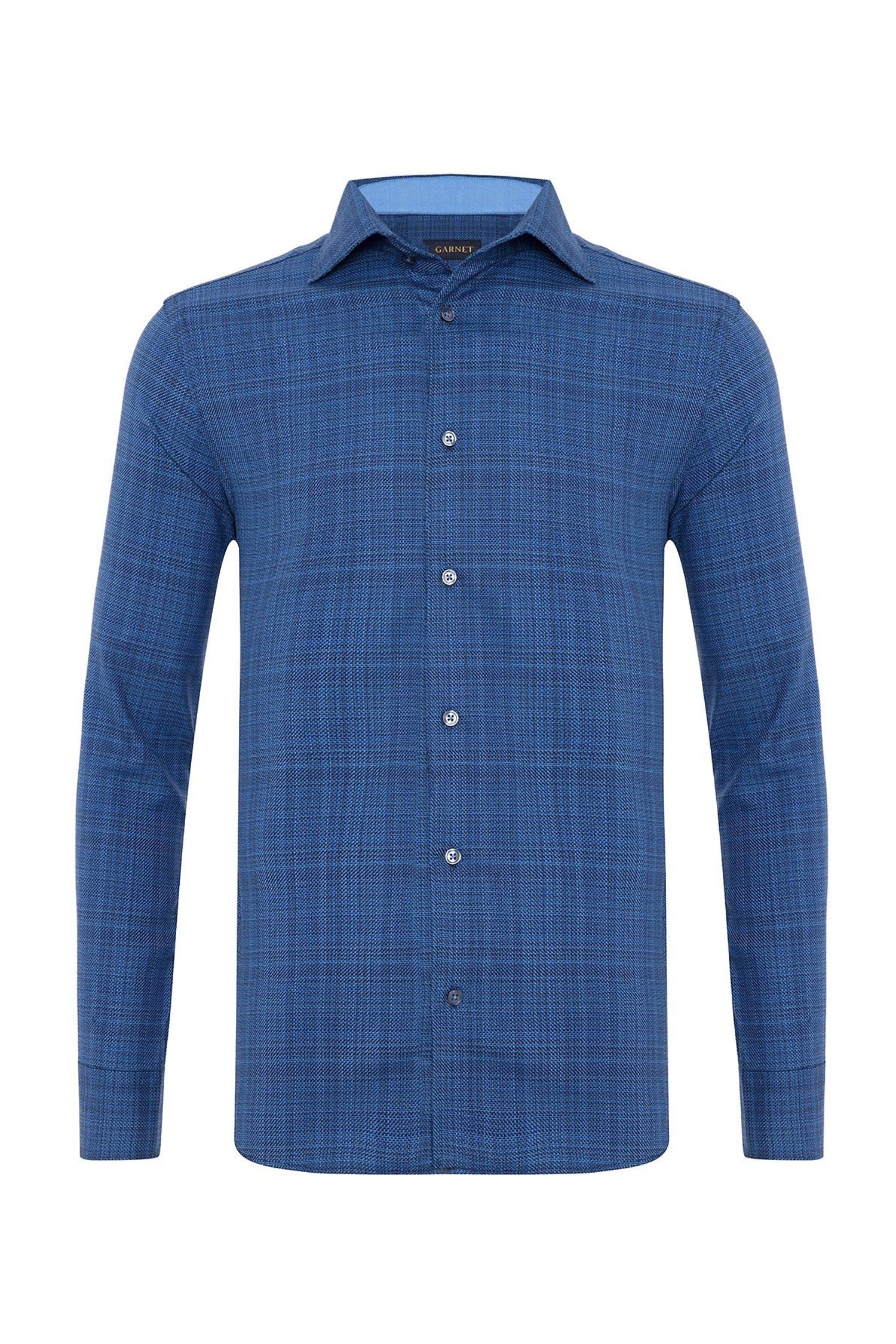 Garnet Men's Fine Cotton Roll Up Collar Long Sleeve Shirt 2421009