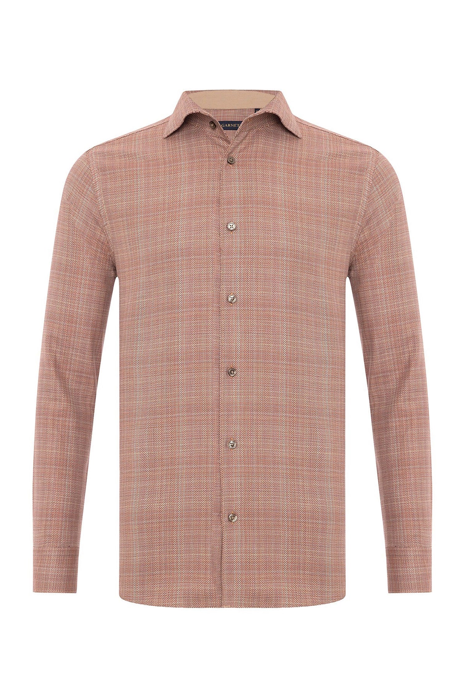 Garnet Men's Fine Cotton Roll Up Collar Long Sleeve Shirt 2421009