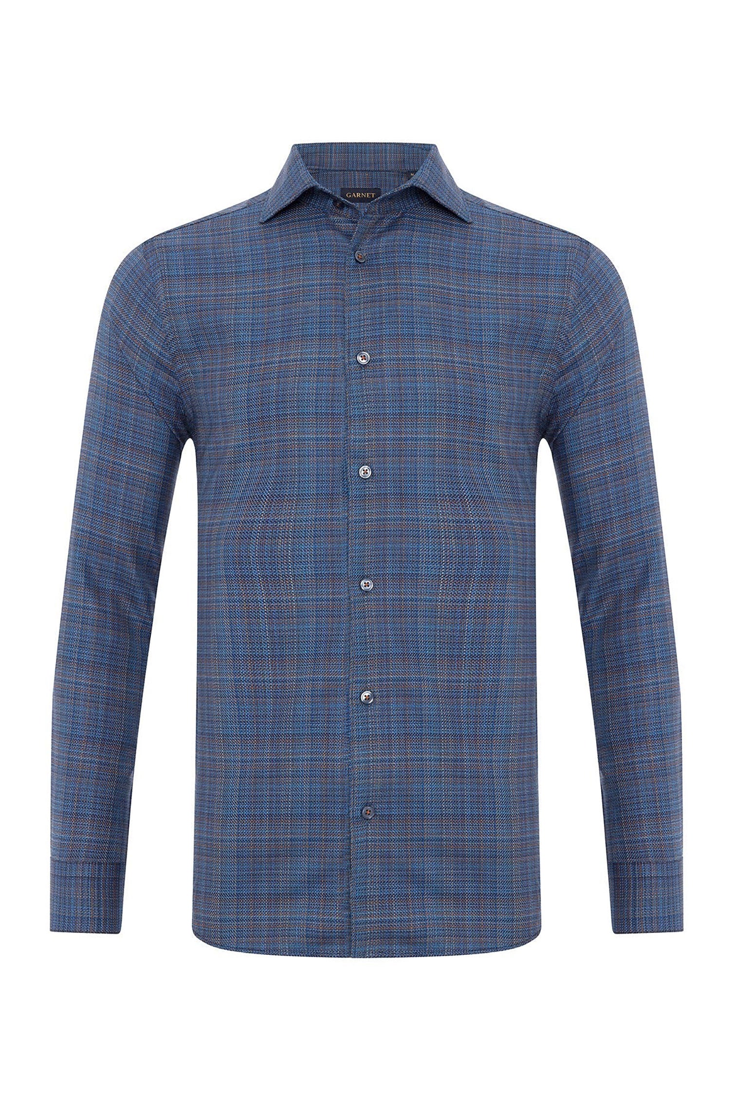 Garnet Men's Fine Cotton Roll Up Collar Long Sleeve Shirt 2421009