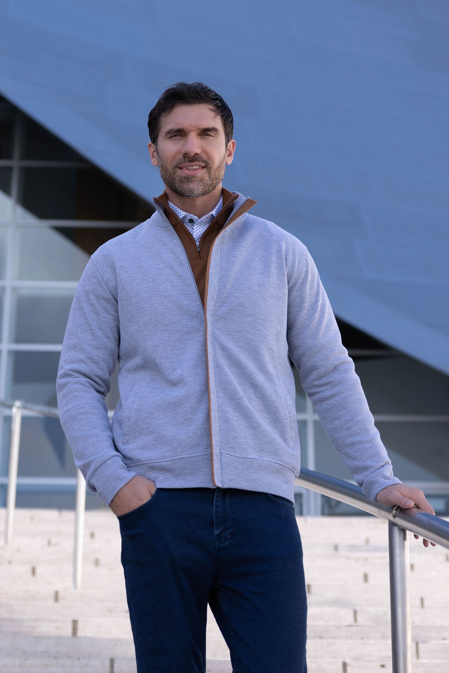 Garnet Men's Two Tone Soft Touch Full Zip-Up Jacket Pullover 2426004