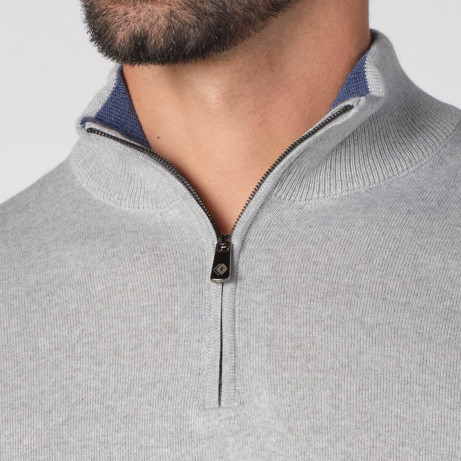 Merino Wool Solid Quarter Zip Sweater
