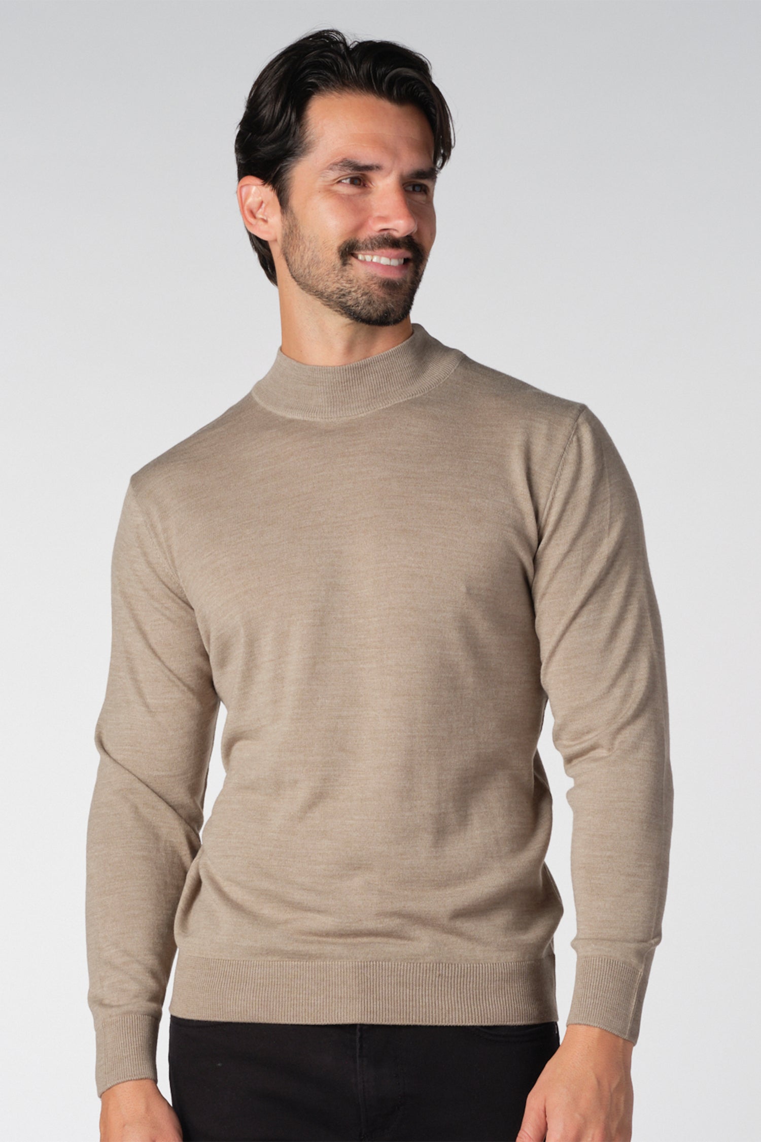 Merino Wool Solid Mock Neck Sweater
